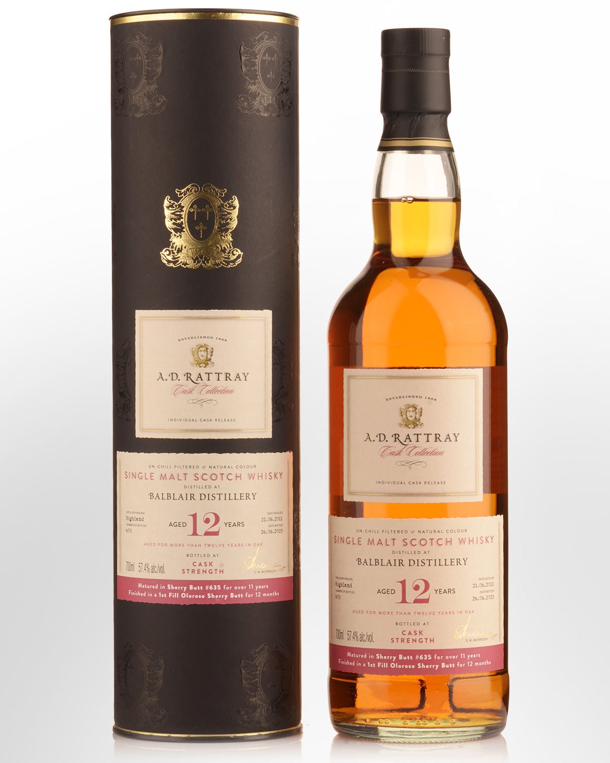 2011 A.D. Rattray Cask Collection Balblair 12 Year Old Cask Strength Single Malt Scotch Whisky (700ml)