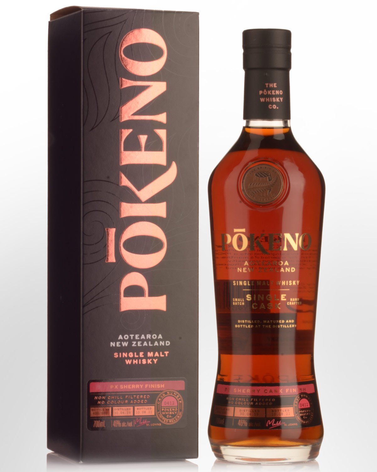 Pokeno Single Cask PX Sherry Cask Finish Single Malt New Zealand Whisky (700ml)
