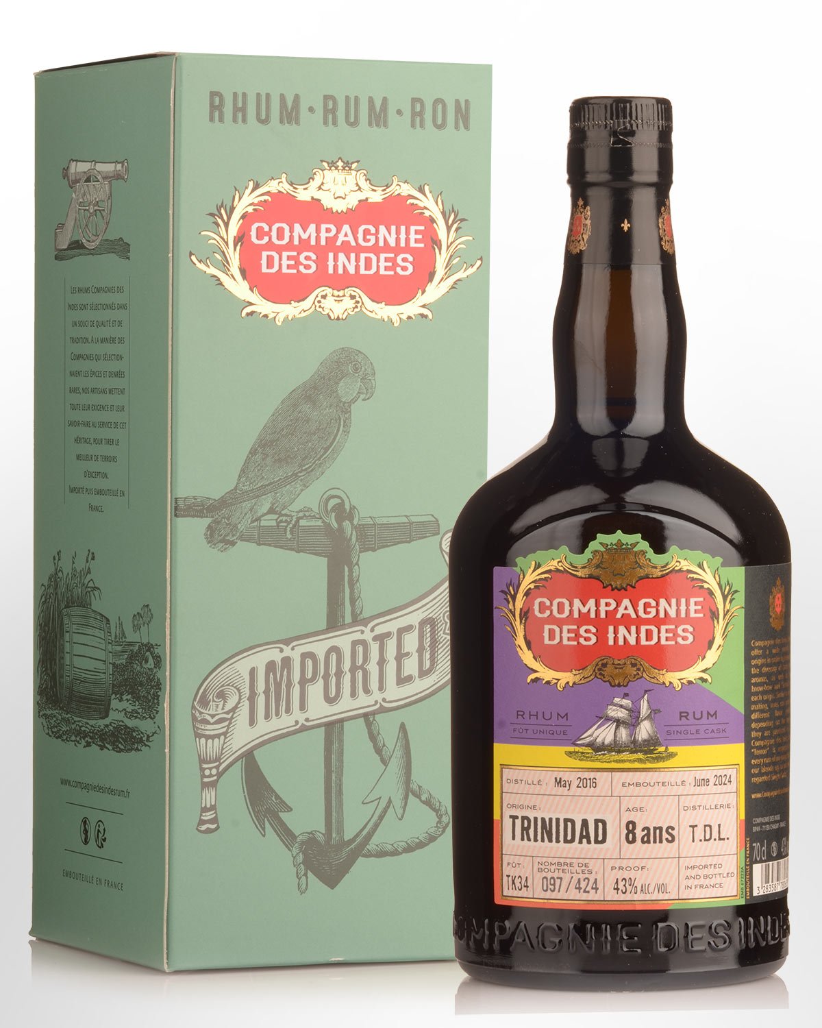 2016 Compagnie des Indes (T.D.L. Distillery) 8 Year Old Single Cask Trinidad Rum (700ml)