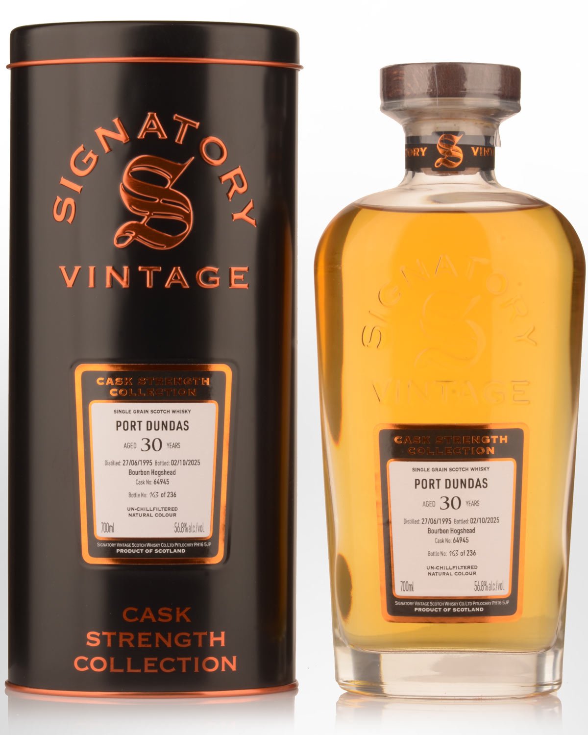 1995 Signatory Vintage Port Dundas 30 Year Old Cask Strength Single Grain Scotch Whisky (700ml)