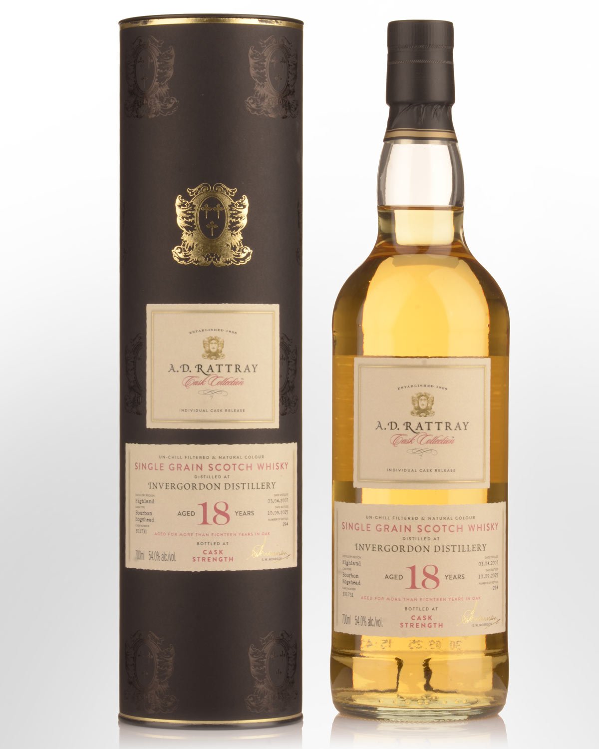 2007 A.D. Rattray Cask Collection Invergordon 18 Year Old Cask Strength Single Grain Scotch Whisky (700ml)