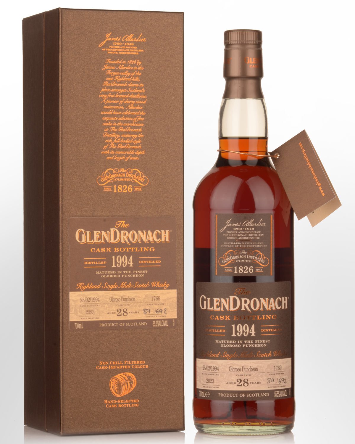 1994 Glendronach Single Cask No.1769 Oloroso Sherry Puncheon Cask Strength 28 Year Old Single Malt Scotch Whisky (700ml)