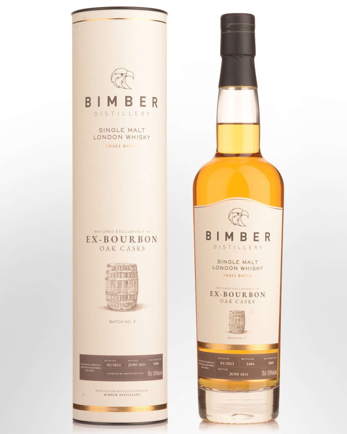 Bimber Ex-Bourbon Oak Casks Batch 3 Cask Strength Single Malt English Whisky (700ml)