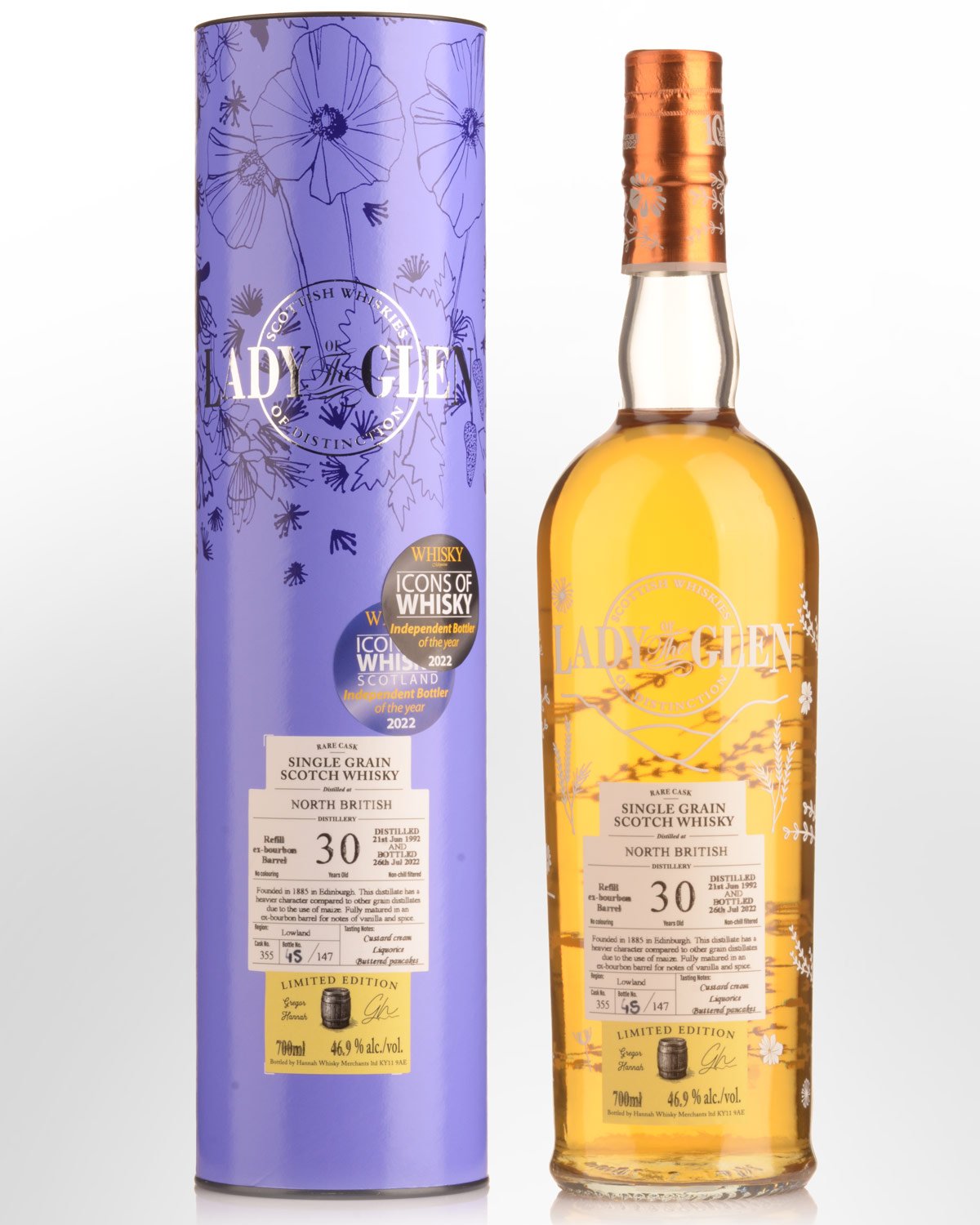 1992 Lady of the Glen North British Single Cask #355 30 Year Old Cask Strength Single Grain Scotch Whisky (700ml)