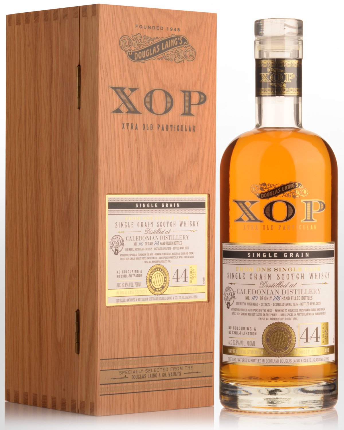1976 Douglas Laing & Co. XOP Xtra Old Particular Caledonian 44 Year Old Single Cask Limited Release Cask Strength Single Grain Scotch Whisky (700ml)