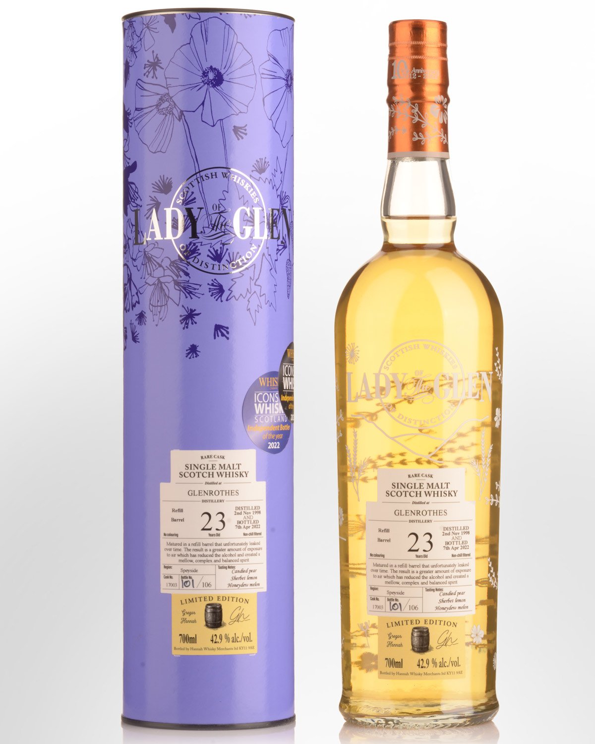 1998 Lady of the Glen Glenrothes Single Cask #17003 23 Year Old Cask Strength Single Malt Scotch Whisky (700ml)
