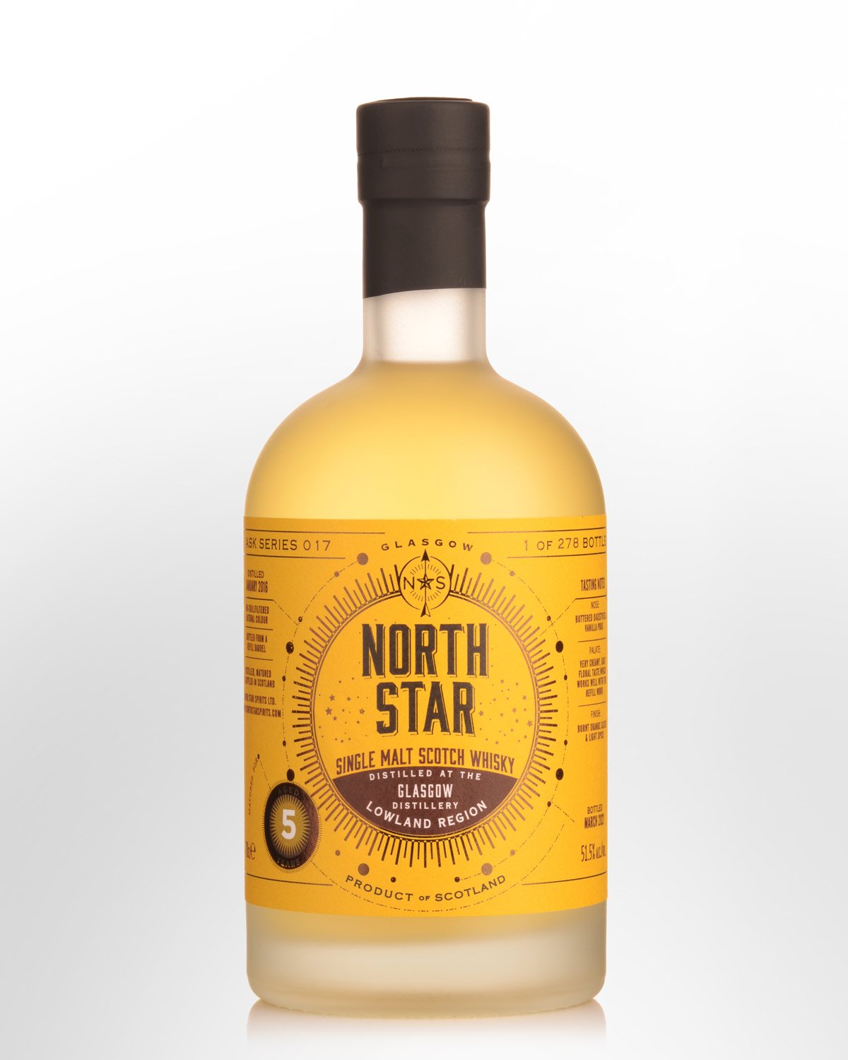 2016 North Star Glasgow Distillery 5 Year Old Single Malt Scotch Whisky (700ml)