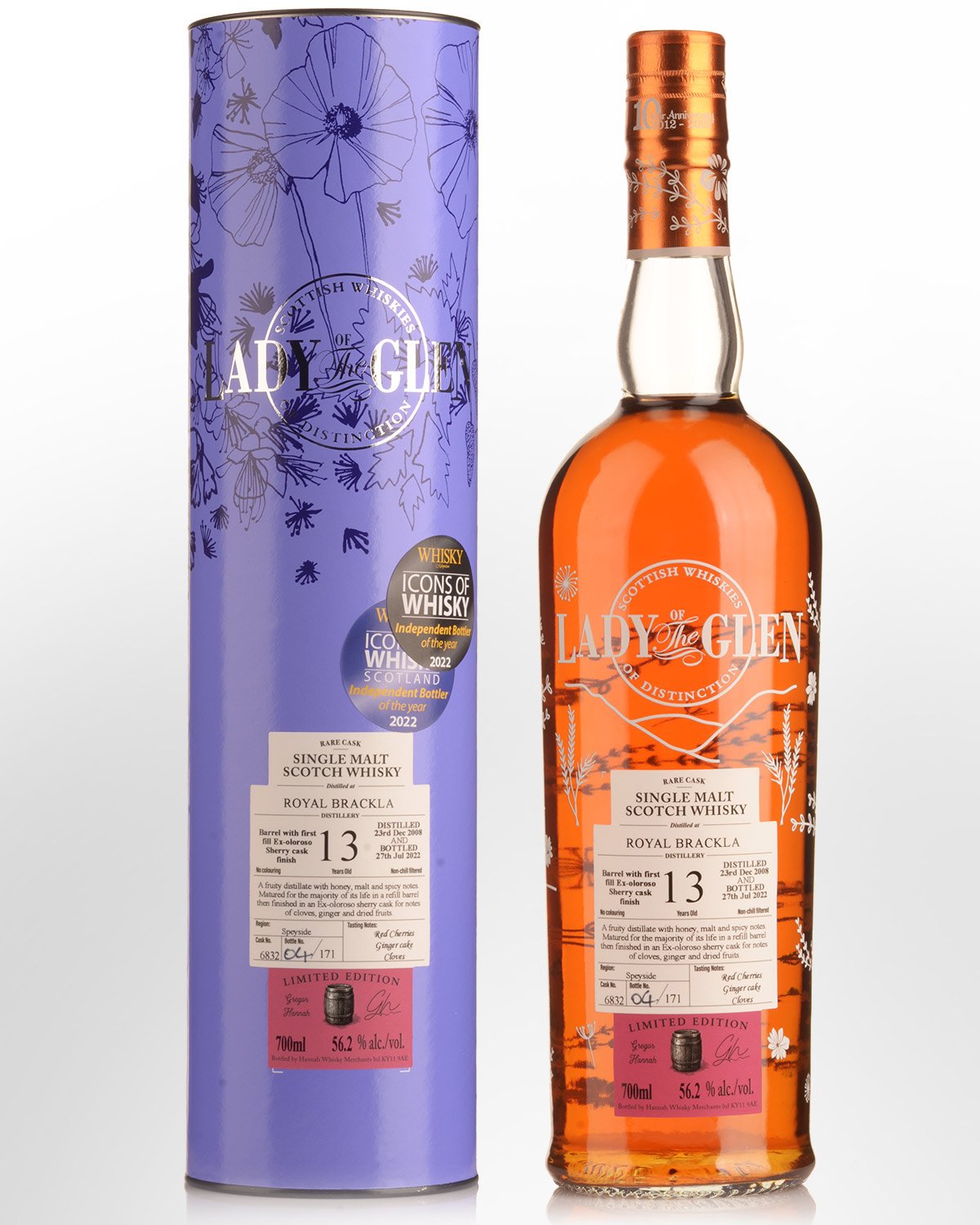 2008 Lady of the Glen Royal Brackla Single Cask #6832 13 Year Old Cask Strength Single Malt Scotch Whisky (700ml)