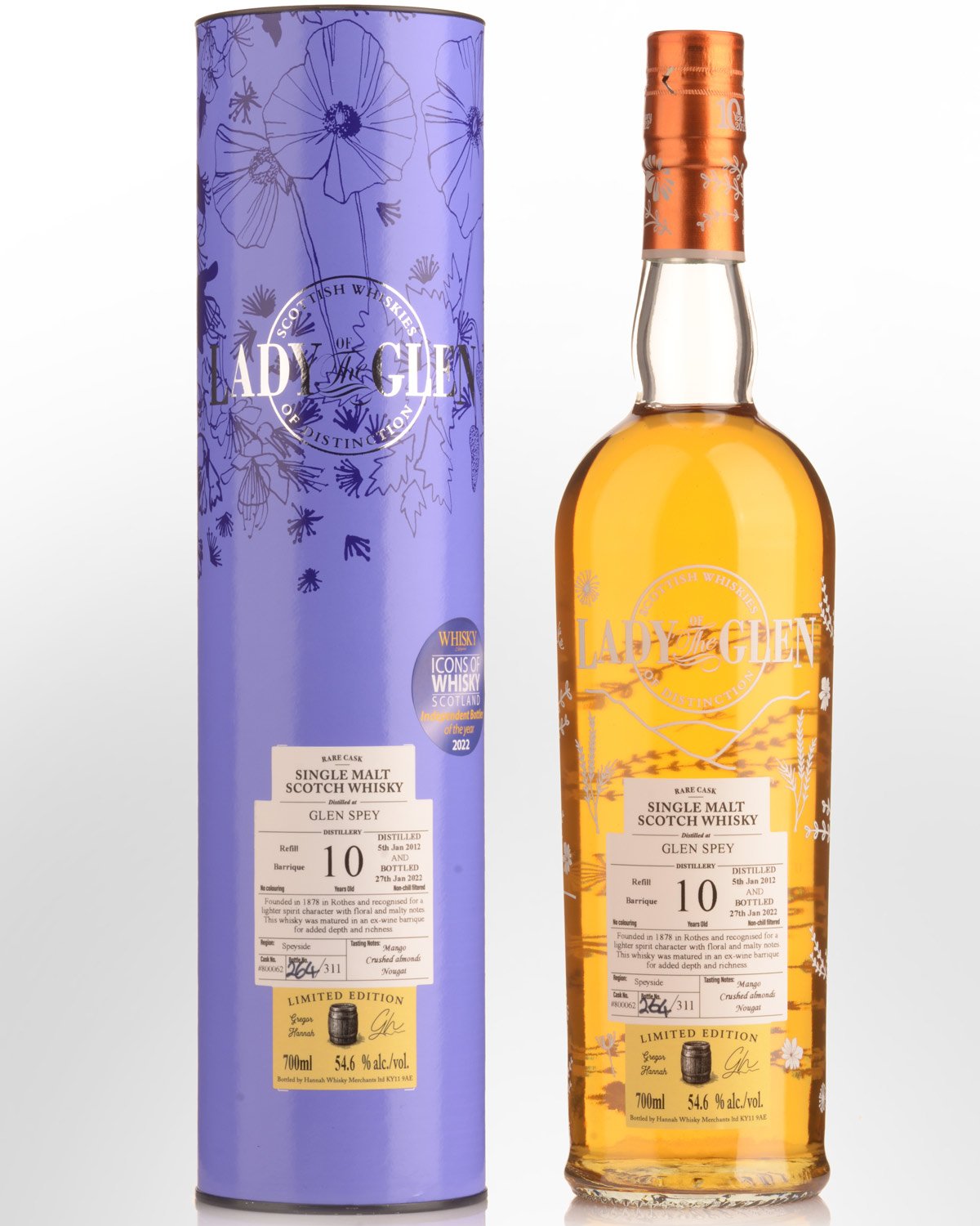 2012 Lady of the Glen Glen Spey Single Cask #800062 10 Year Old Cask Strength Single Malt Scotch Whisky (700ml)