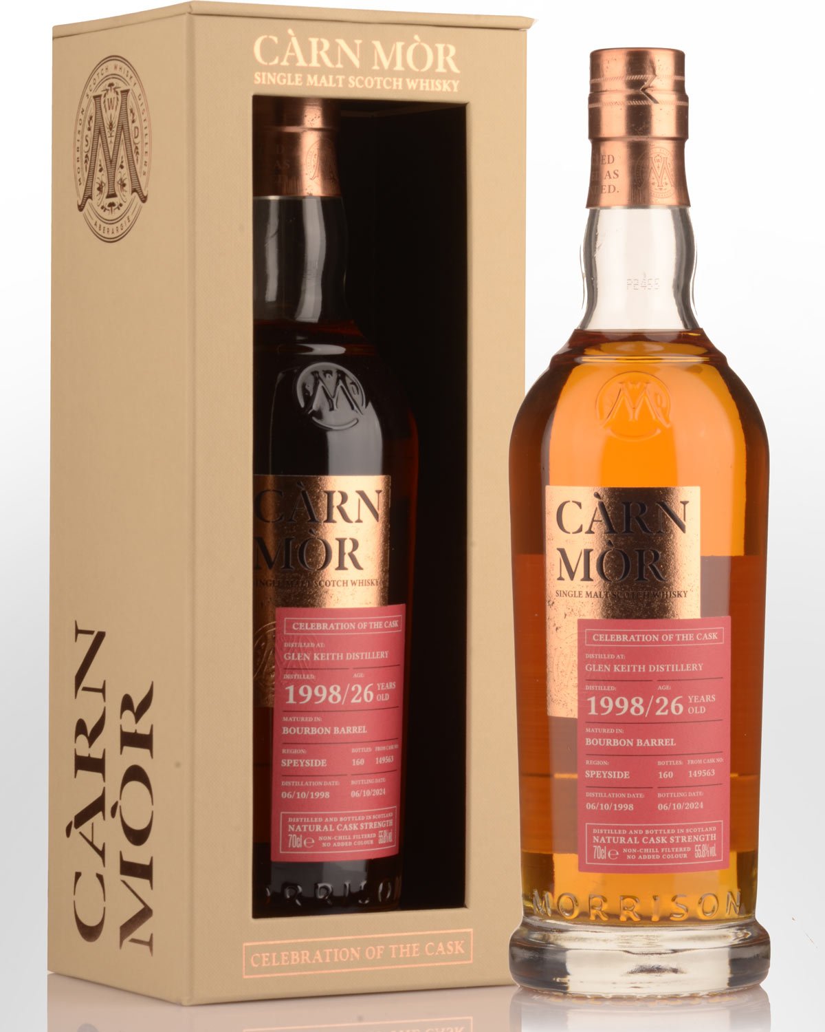 1998 Carn Mor "Celebration of the Cask" Glen Keith 26 Year Old Cask Strength Single Malt Scotch Whisky (700ml)