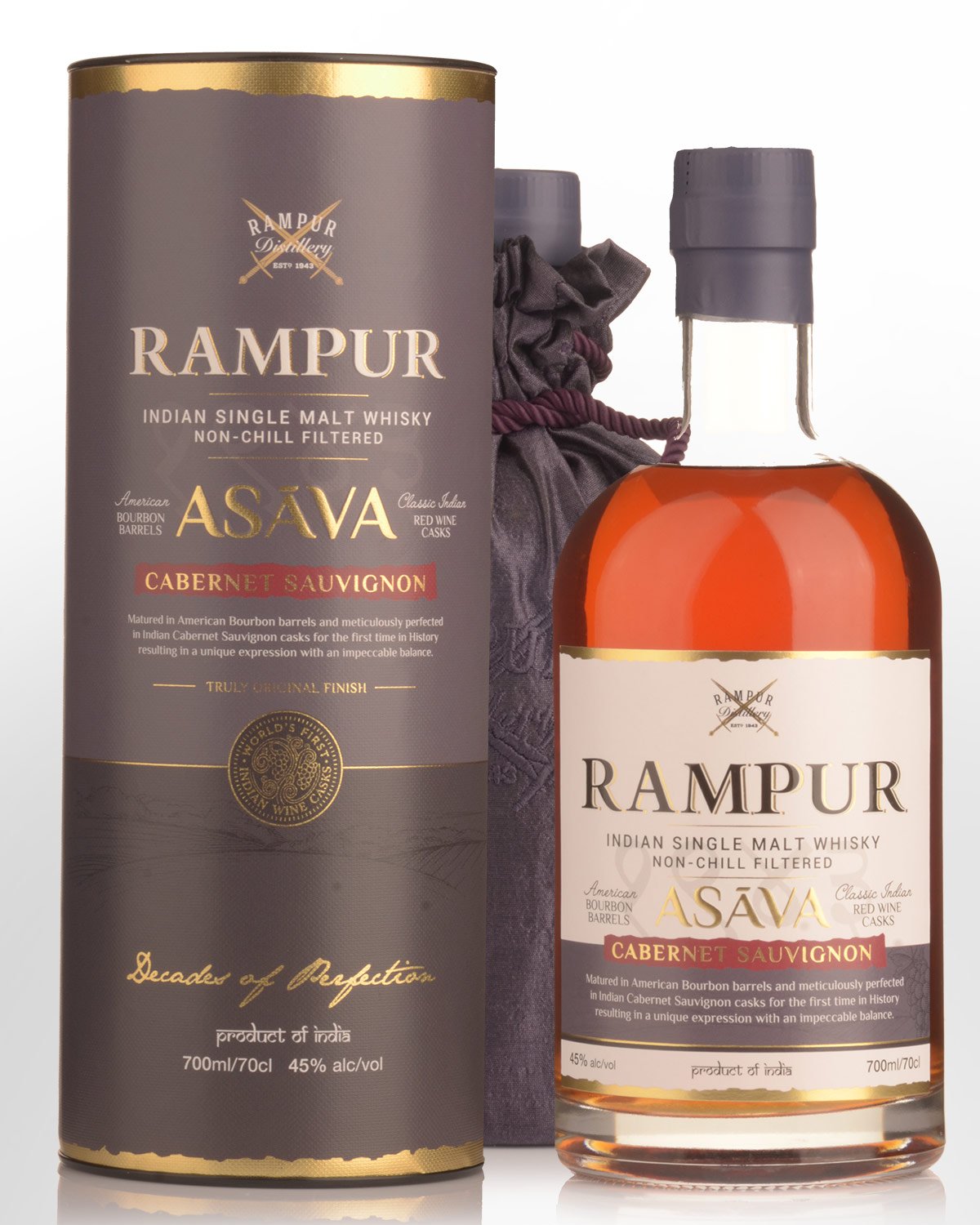 Rampur Asava Cabernet Sauvignon Finish Single Malt Indian Whisky (700ml)