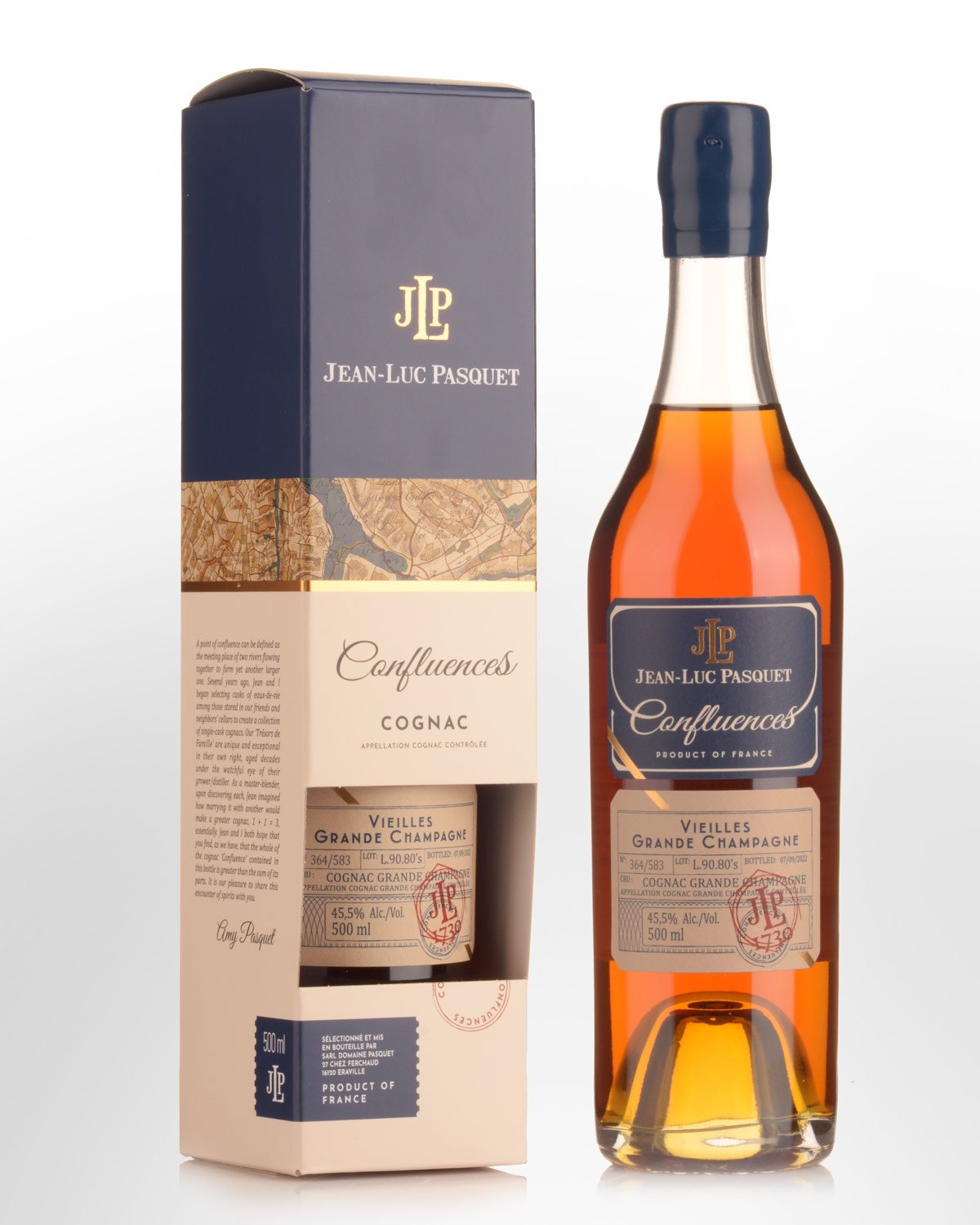 Jean Luc Pasquet Confluences L.90.80's Vieilles Grande Champagne Cognac (500ml)