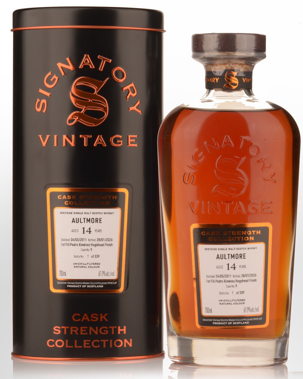 2011 Signatory Vintage Aultmore 14 Year Old Cask #9 Cask Strength Single Malt Scotch Whisky (700ml)