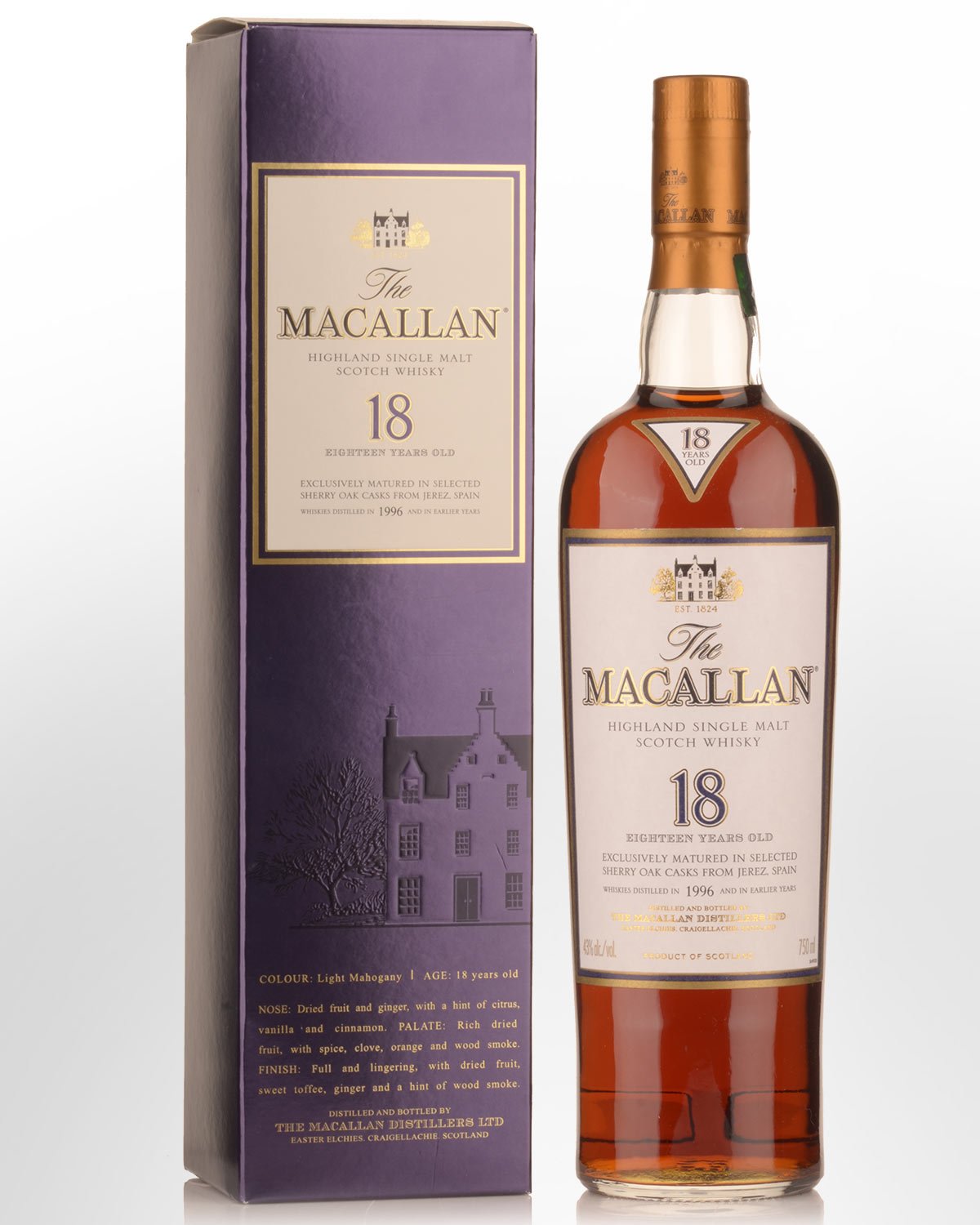 1996 The Macallan 18 Year Old Sherry Matured Single Malt Scotch Whisky (750ml)