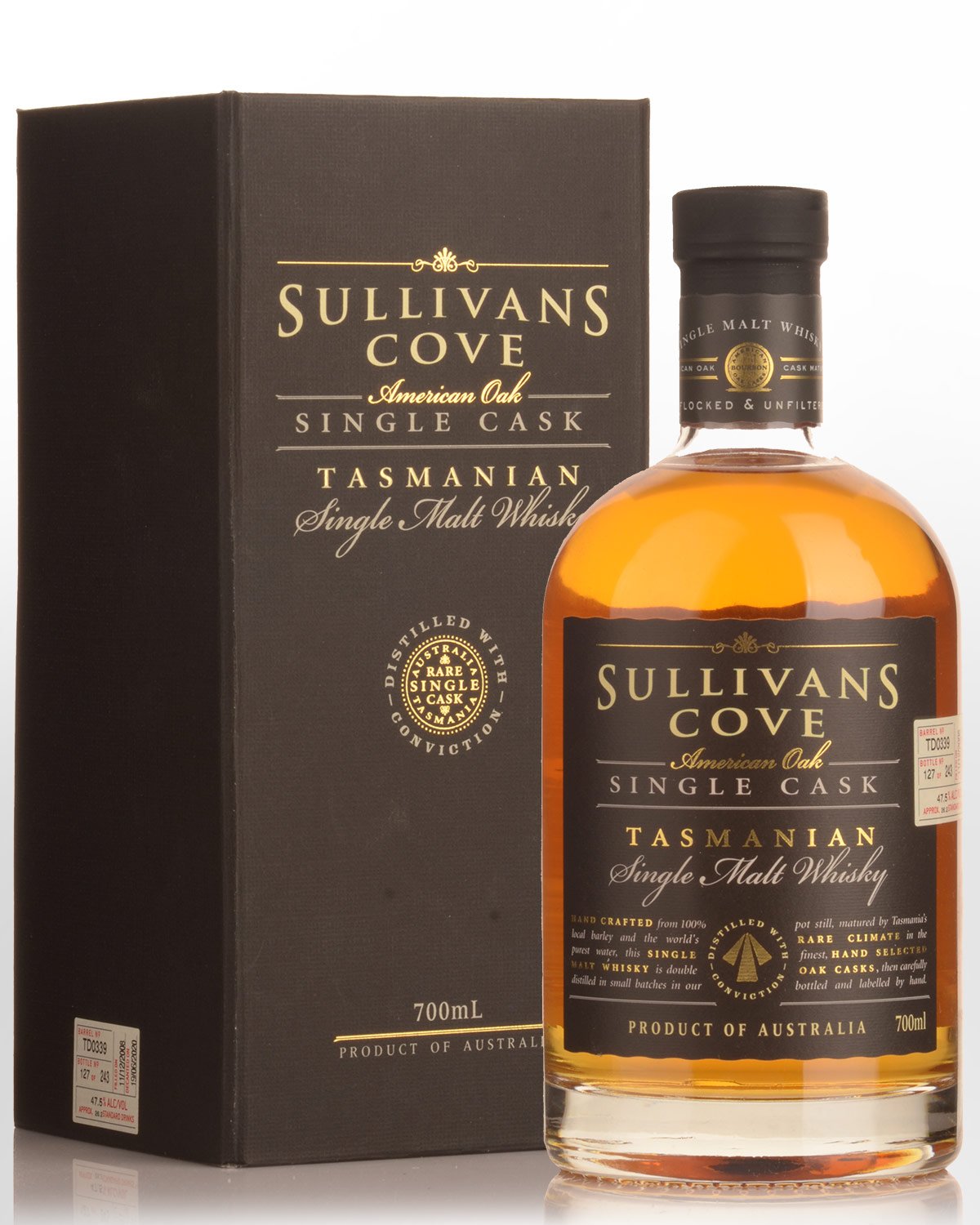 Sullivans Cove Single Cask American Oak Barrel TD0339 Single Malt Australian Whisky (700ml)