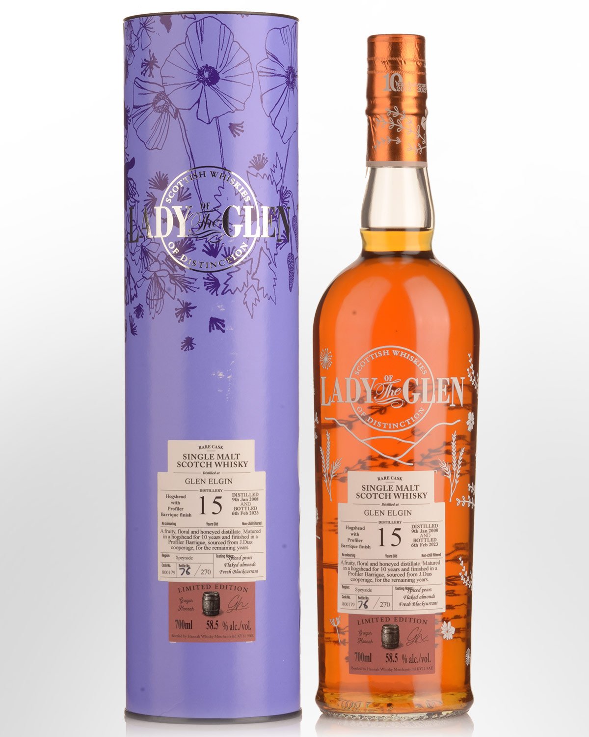 2008 Lady of the Glen Glen Elgin Single Cask #800179 15 Year Old Cask Strength Single Malt Scotch Whisky (700ml)