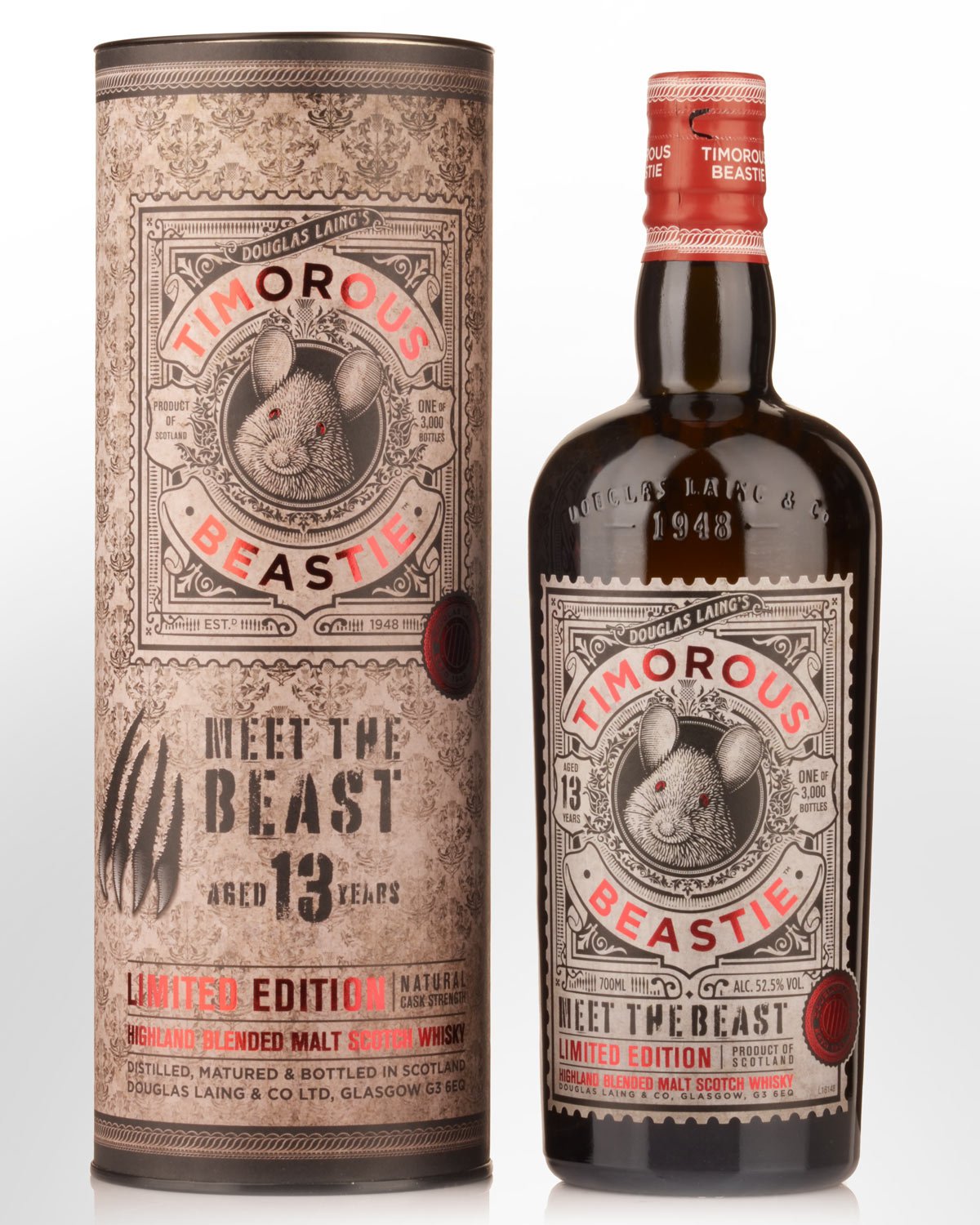 Douglas Laing's Timorous Beastie Meet The Beast 13 Year Old Cask Strength Highland Blended Malt Scotch Whisky (700ml)