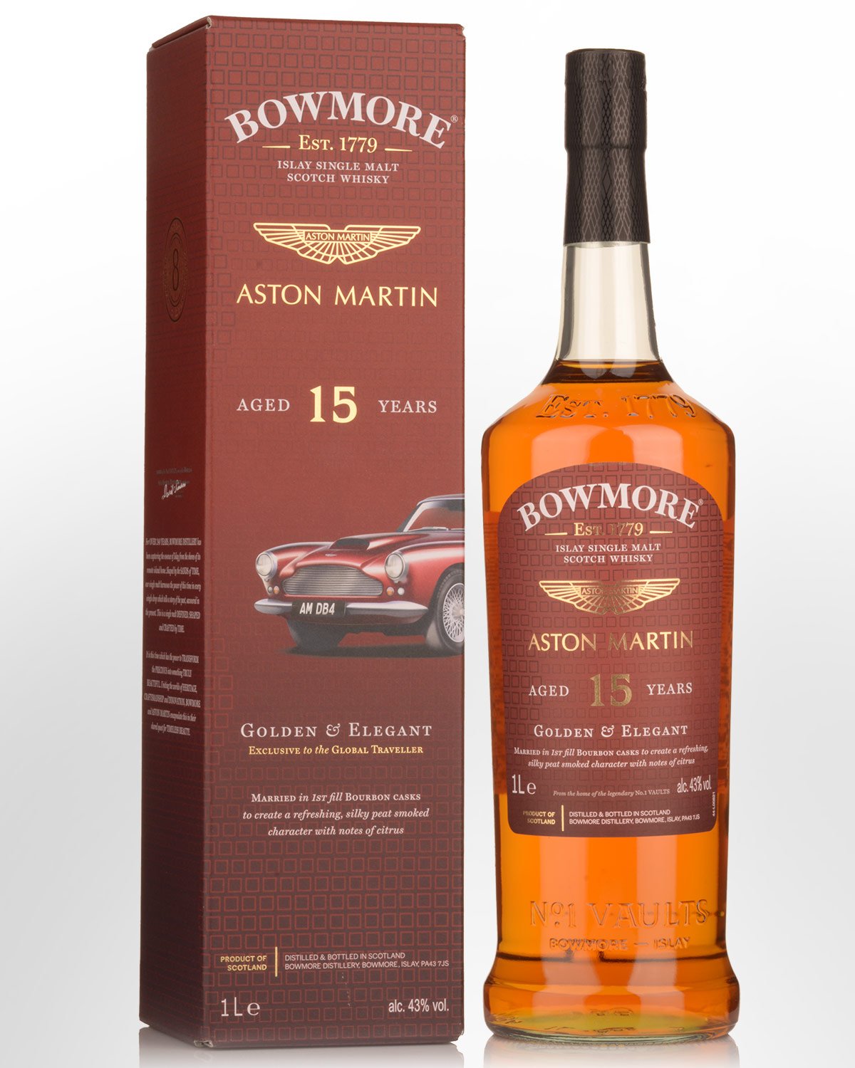 Bowmore Aston Martin Golden & Elegant 15 Year Old Single Malt Scotch Whisky (1000ml)