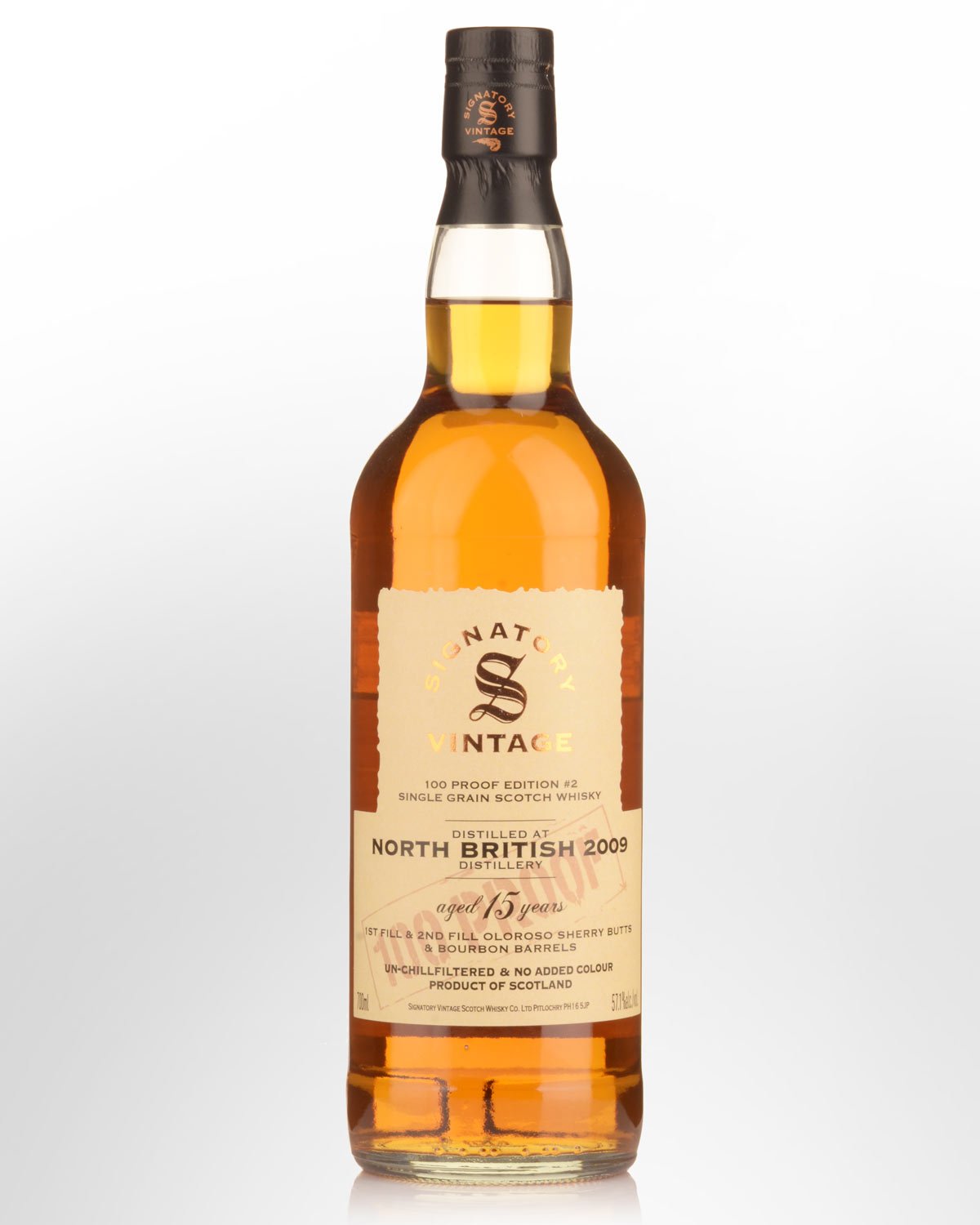2009 Signatory Vintage North British 15 Year Old 100 Proof Edition #2 Single Grain Scotch Whisky (700ml)