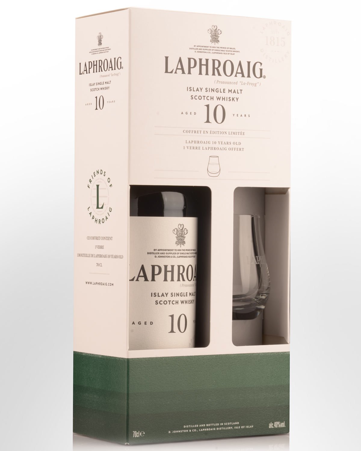 Laphroaig 10 Year Old Single Malt Scotch Whisky (700ml) - Gift Pack with Glass