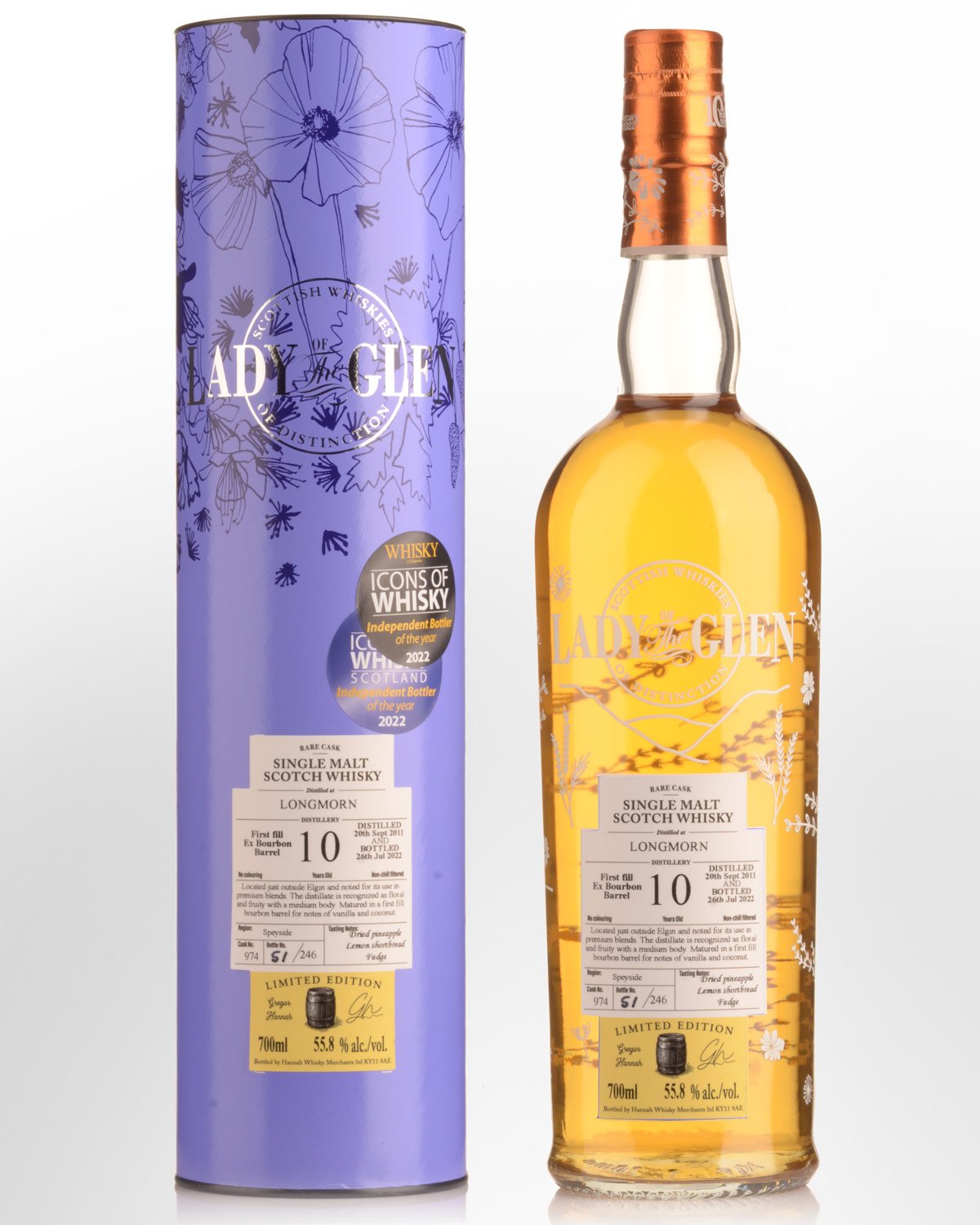2011 Lady of the Glen Longmorn Single Cask #974 10 Year Old Cask Strength Single Malt Scotch Whisky (700ml)