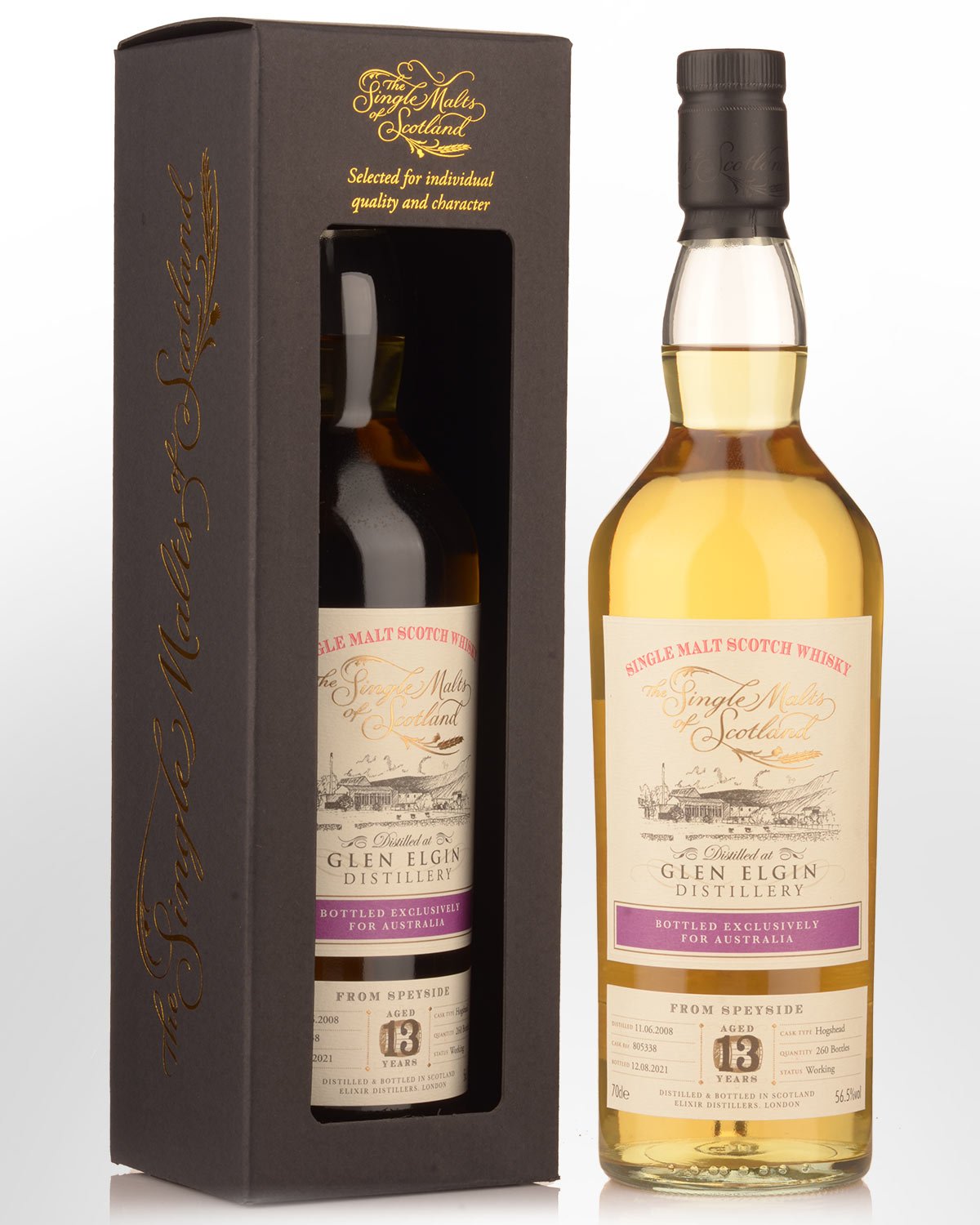 2008 Single Malts of Scotland Glen Elgin 13 Year Old Australian Exclusive Cask Strength Single Malt Scotch Whisky (700ml)