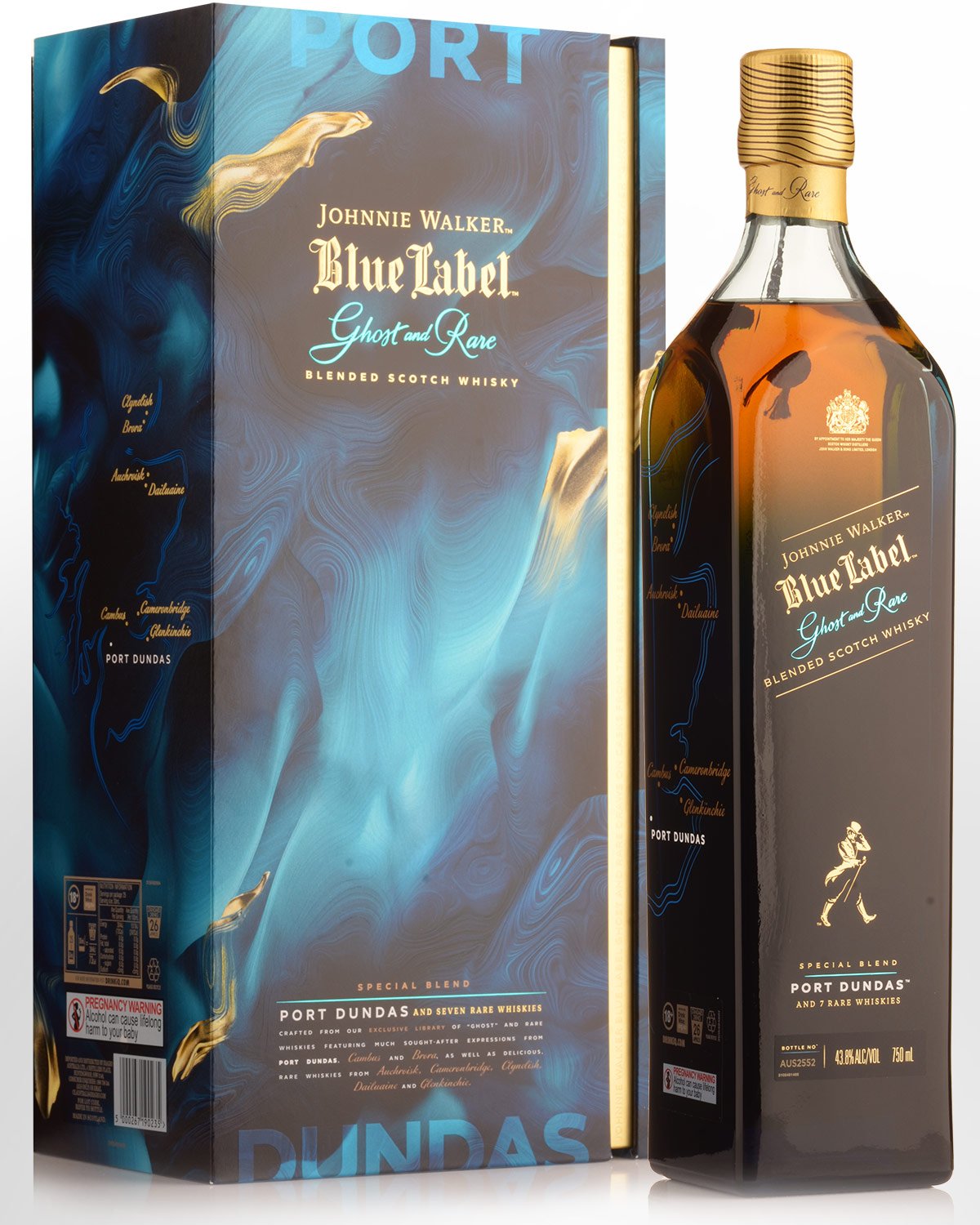 Johnnie Walker Blue Label Ghost and Rare Port Dundas Blended Scotch Whisky (750ml)