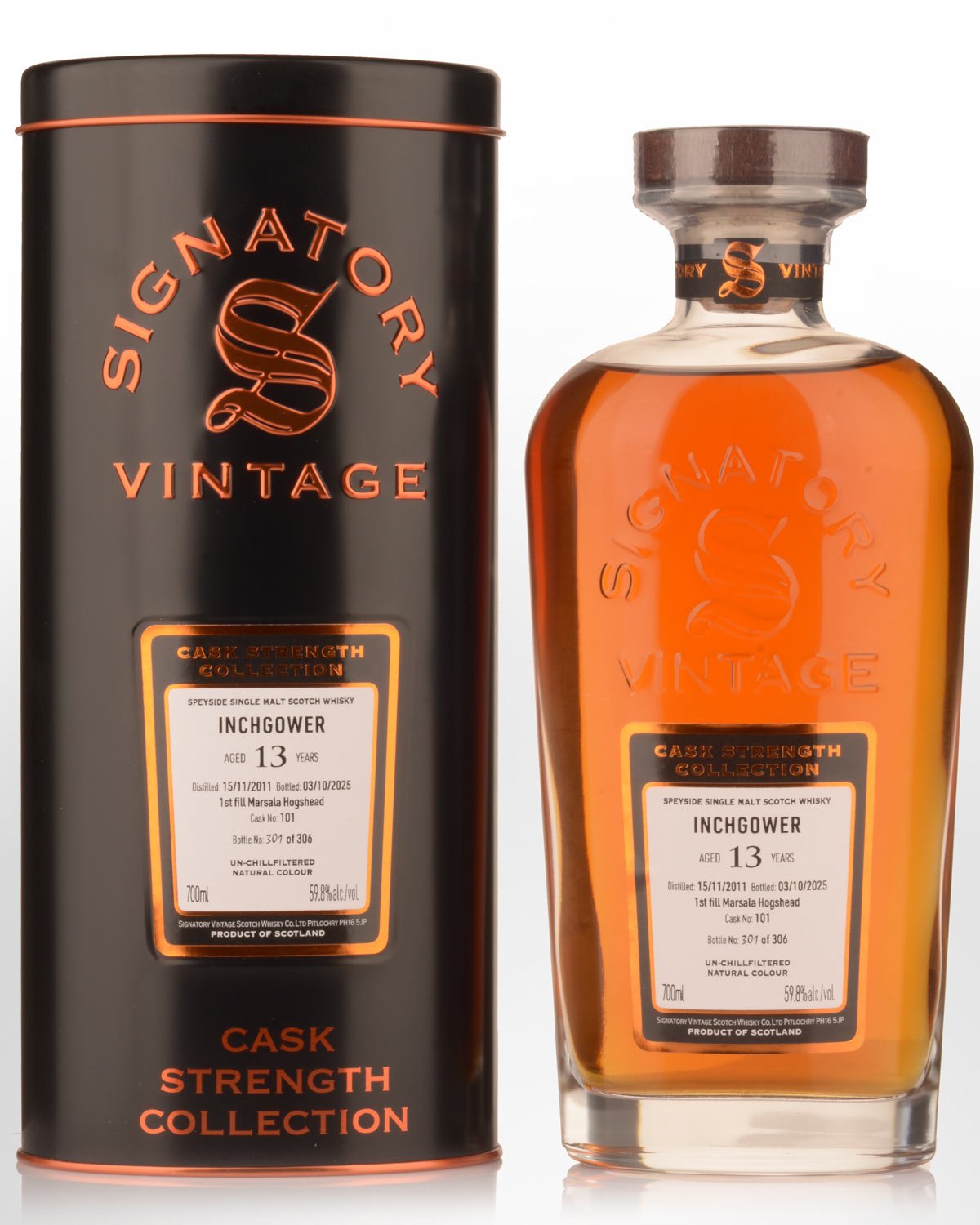 2011 Signatory Vintage Inchgower 13 Year Old Cask #101 Cask Strength Single Malt Scotch Whisky (700ml)