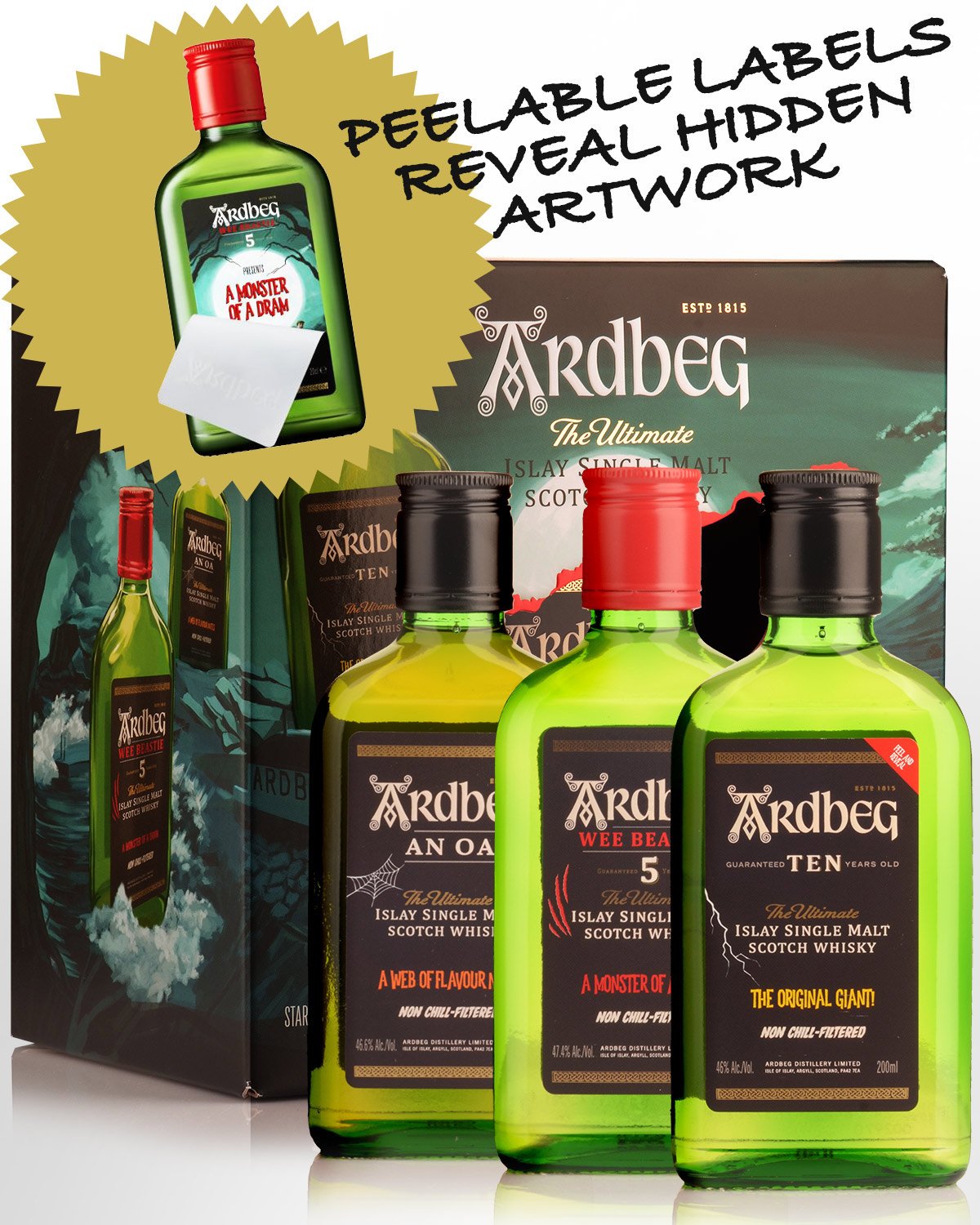 Ardbeg Monsters of Smoke Limited Edition Single Malt Scotch Whisky Tasting Pack (3x200ml)