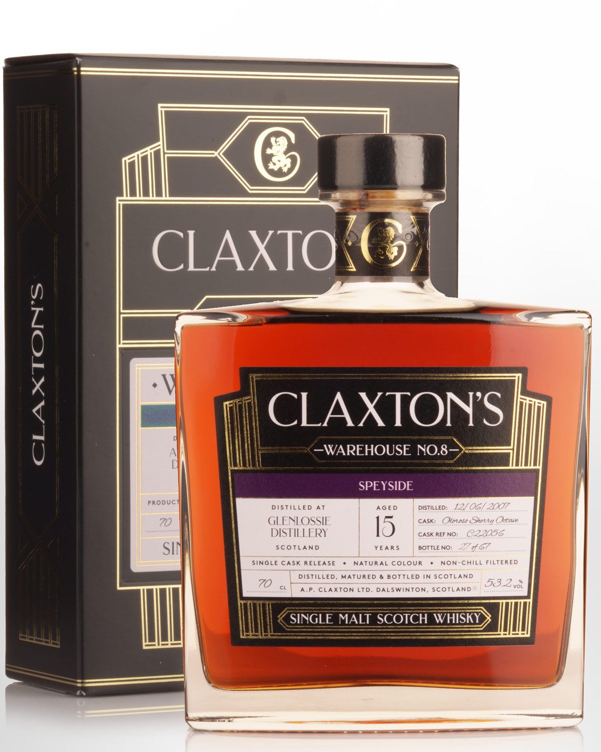 2007 Claxton's Warehouse No.8 Glenlossie 15 Year Old Cask Strength Single Malt Scotch Whisky (700ml)