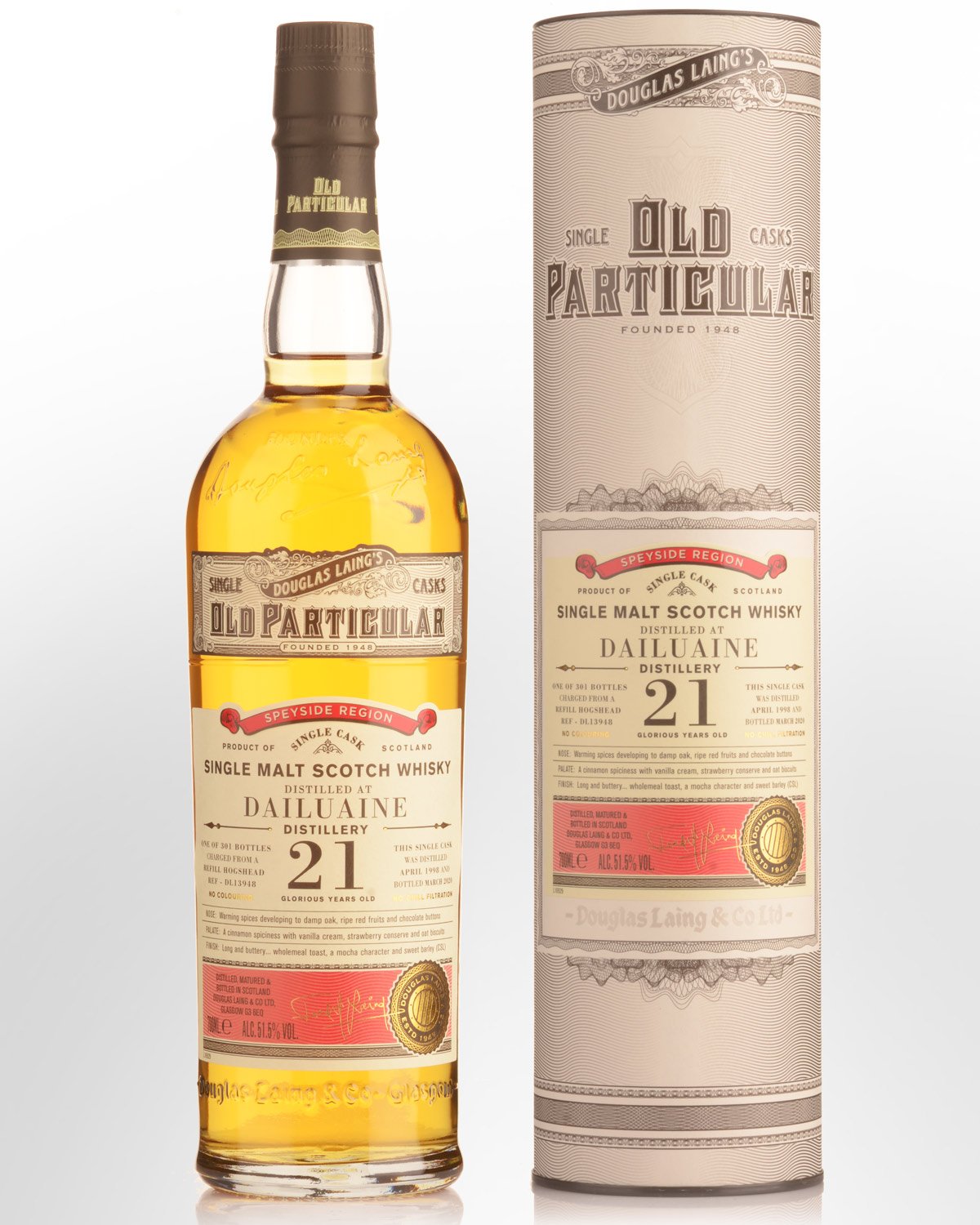 1998 Douglas Laing & Co. Old Particular Single Cask Dailuaine 21 Year Old Cask Strength Single Malt Scotch Whisky (700ml)