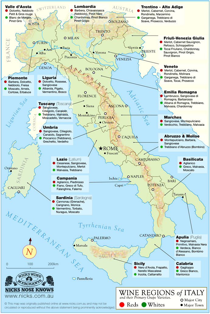 Map Of Italian Wine Regions Map Of Italian Wine Regions