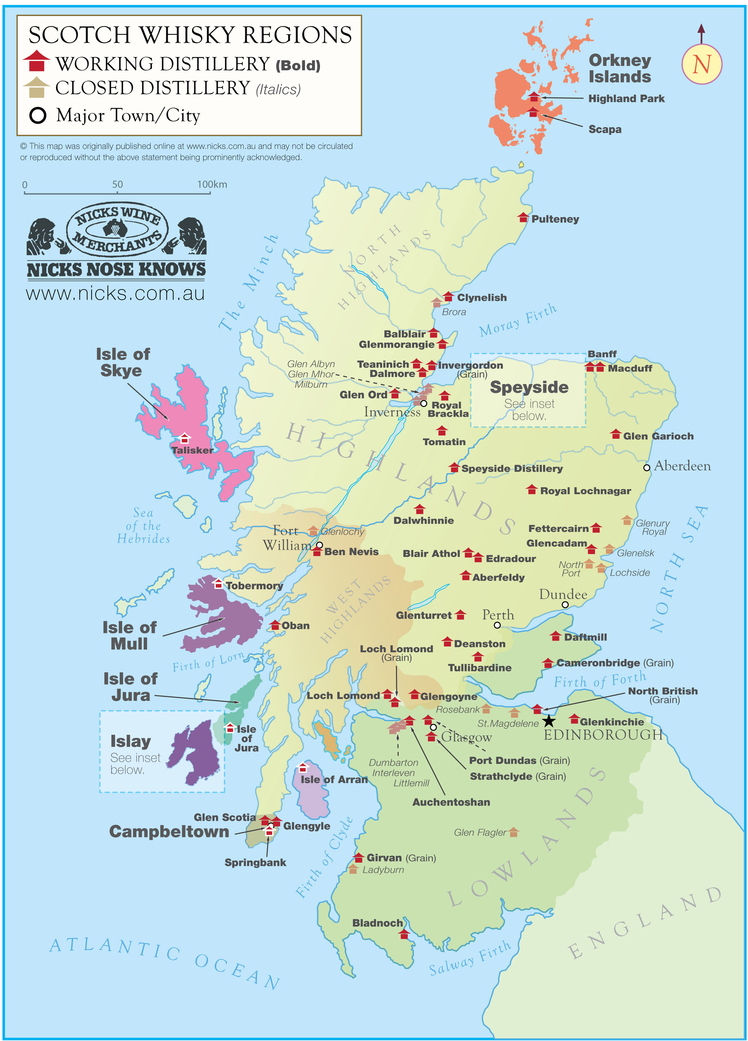 Map of Scotch whisky regions