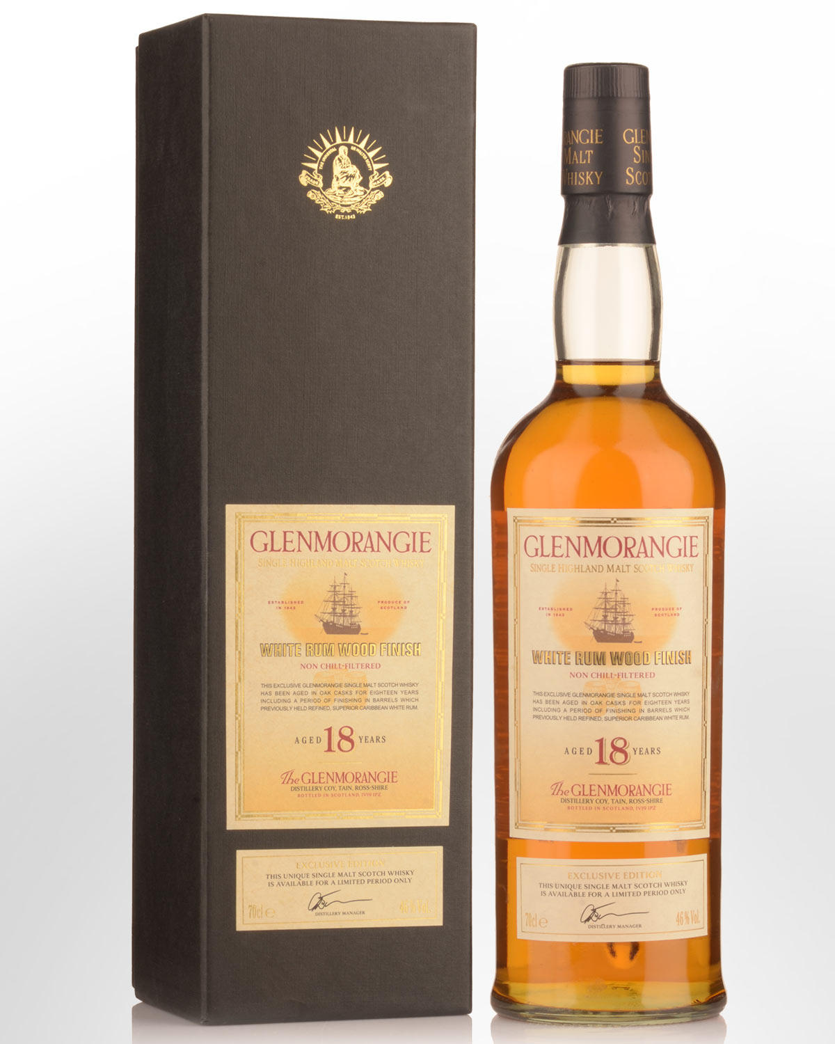 Glenmorangie White Rum Wood Finish 18 Year Old Single Malt Scotch Whisky (700ml)