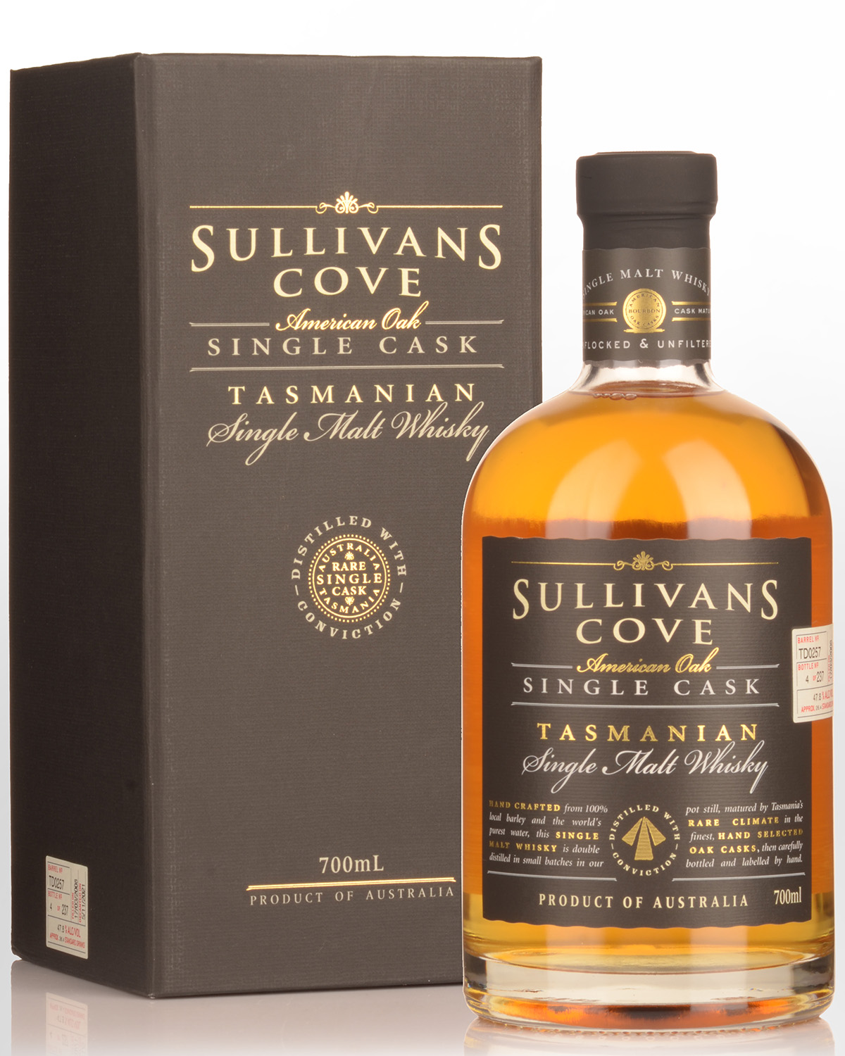 Sullivans Cove Single Cask American Oak Barrel TD0257 Single Malt Australian Whisky (700ml)