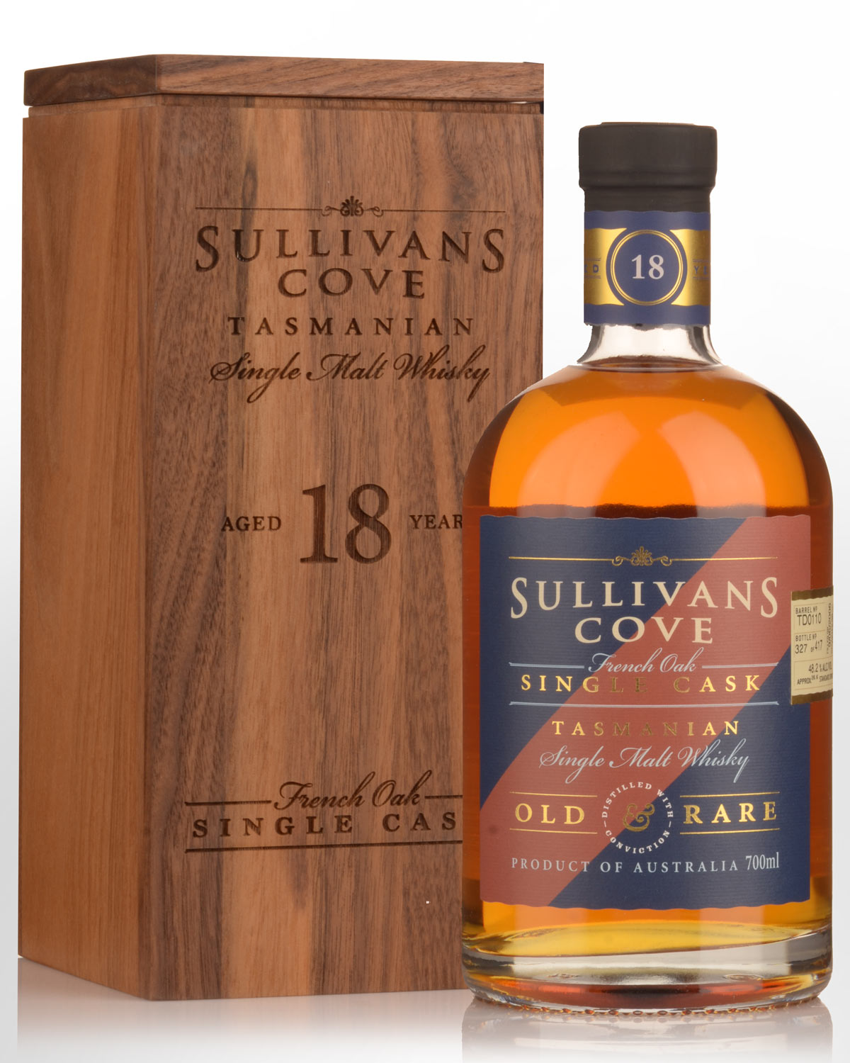 Sullivans Cove Single Cask TD0110 French Oak Second Fill 18 Year Old Single Malt Australian Whisky (700ml)