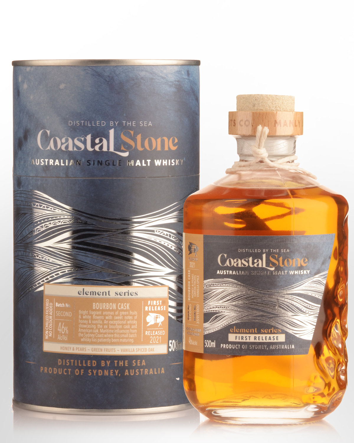 Manly Spirits Coastal Stone Bourbon Cask Single Malt Australian Whisky (500ml)