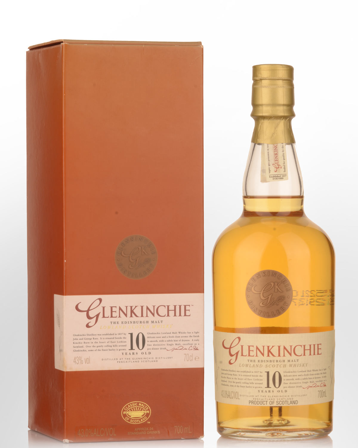 Glenkinchie 10 Year Old Single Malt Scotch Whisky (700ml)