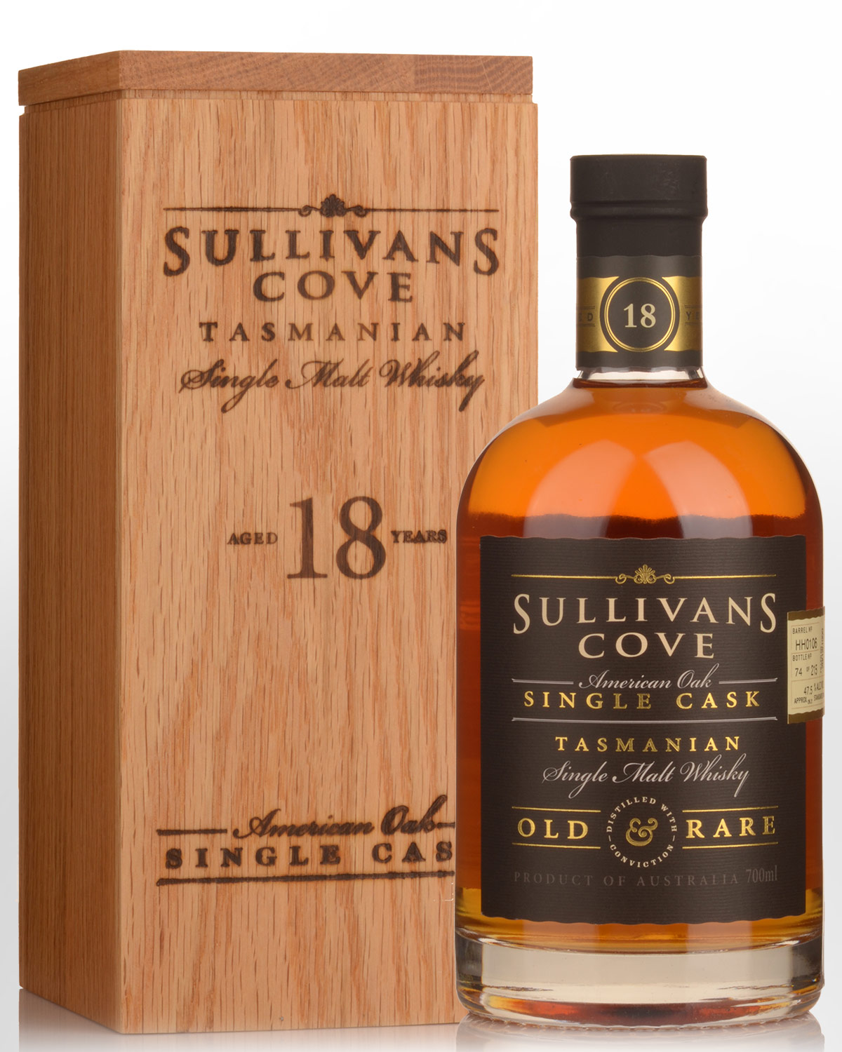 Sullivans Cove Single Cask HH0106 American Oak 18 Year Old Single Malt Australian Whisky (700ml)