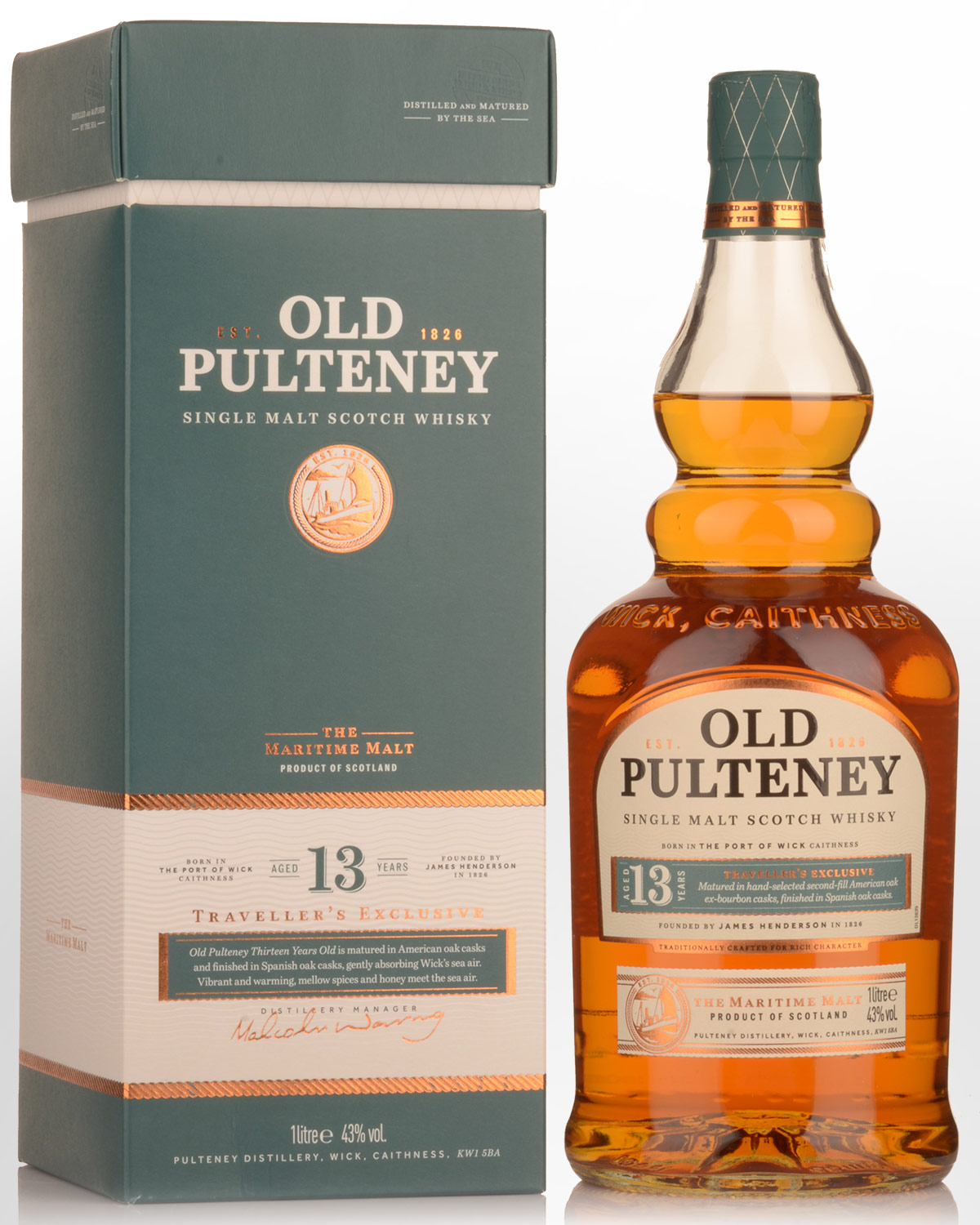 Old Pulteney 13 Year Old Traveller's Exclusive Single Malt Scotch Whisky (1000ml)