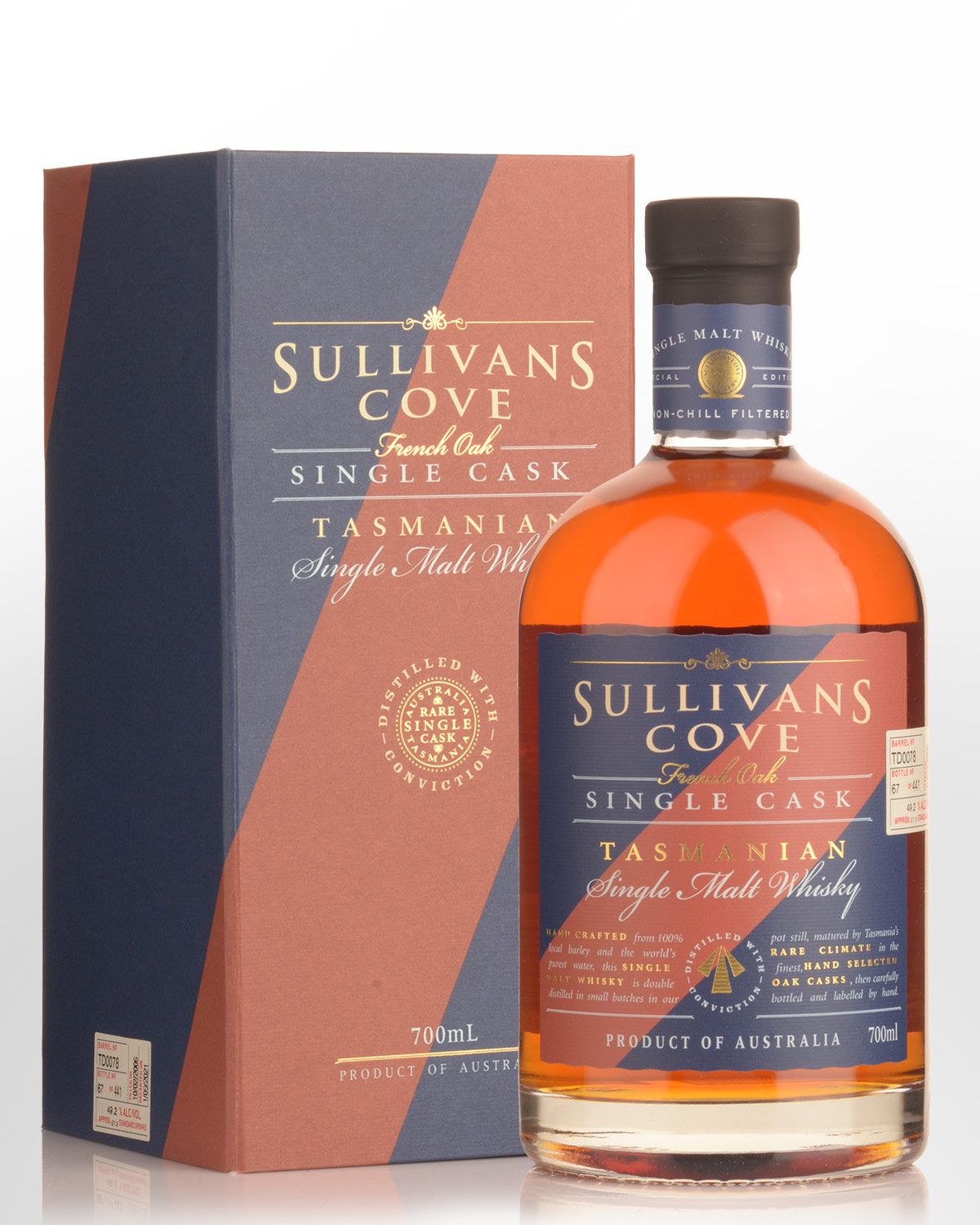Sullivans Cove Single Cask TD0078 French Oak Second Fill Single Malt Australian Whisky (700ml)