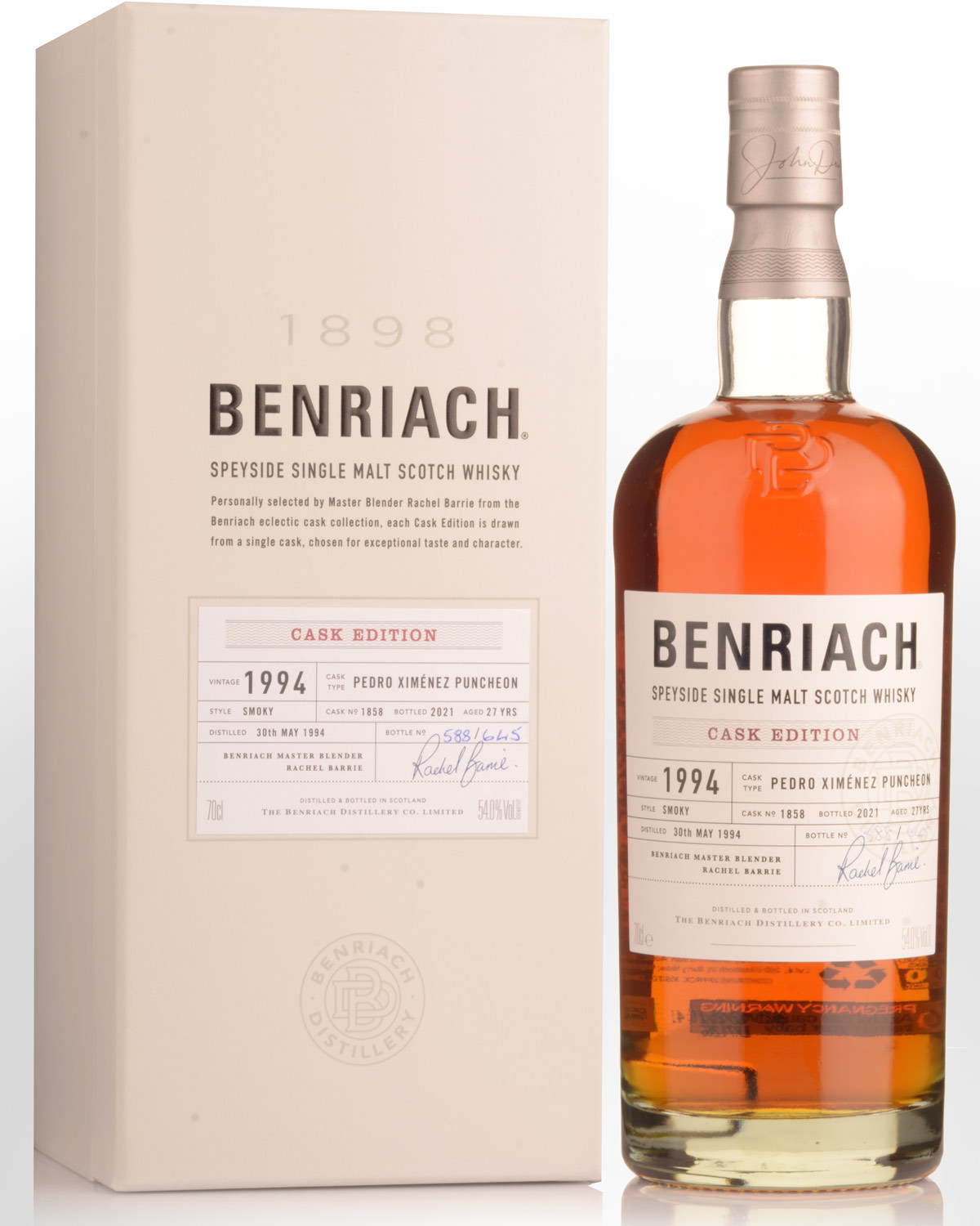 1994 Benriach Single Cask No1858 Peated Px 27 Year Old Cask Strength Single Malt Scotch Whisky 5380
