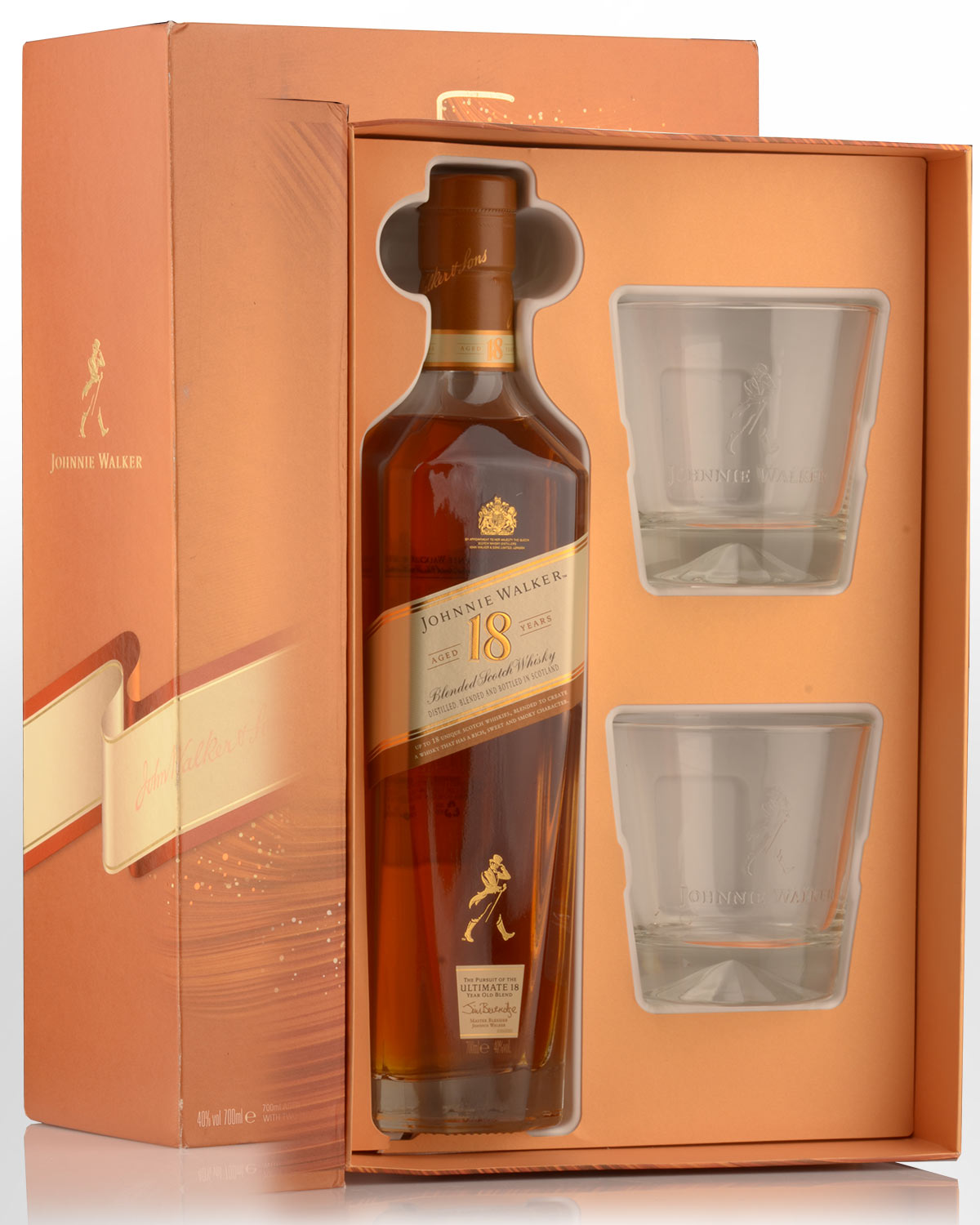 Johnnie Walker 18 Year Old Blended Scotch Whisky (700ml) - 2 Glasses Gift Pack