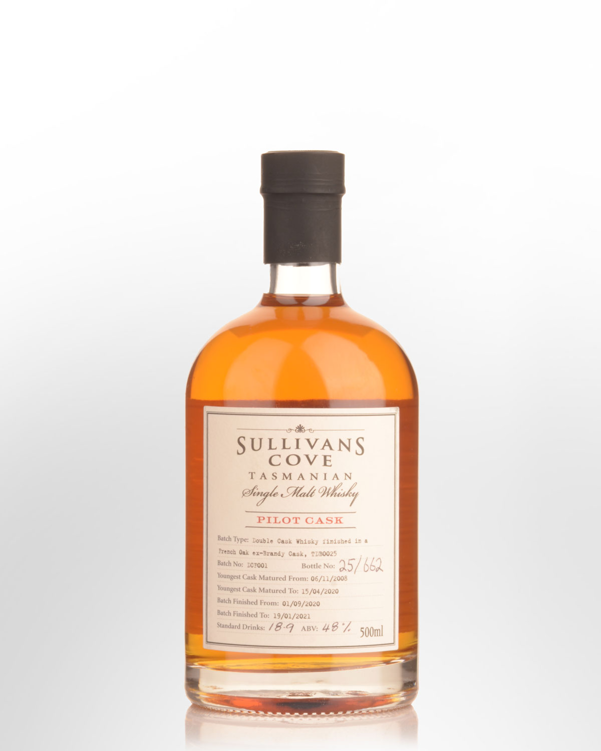 Sullivans Cove Pilot Cask TDB0025 Single Malt Australian Whisky (500ml)