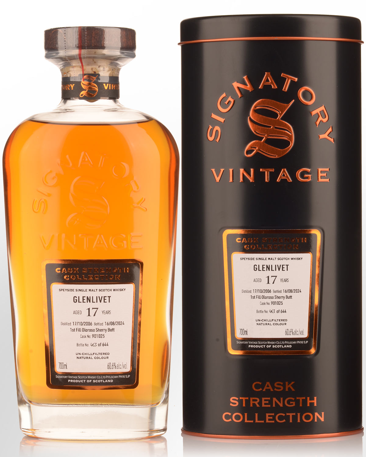 2006 Signatory Vintage Glenlivet 17 Year Old Cask Strength Single Malt Scotch Whisky (700ml)