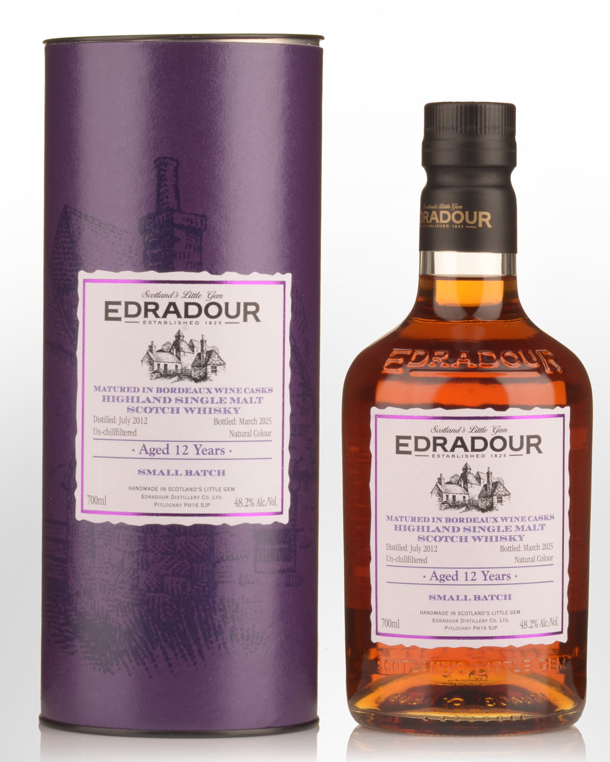 2012 Edradour 12 Year Old Small Batch Bordeaux Wine Cask Single Malt Scotch Whisky (700ml)
