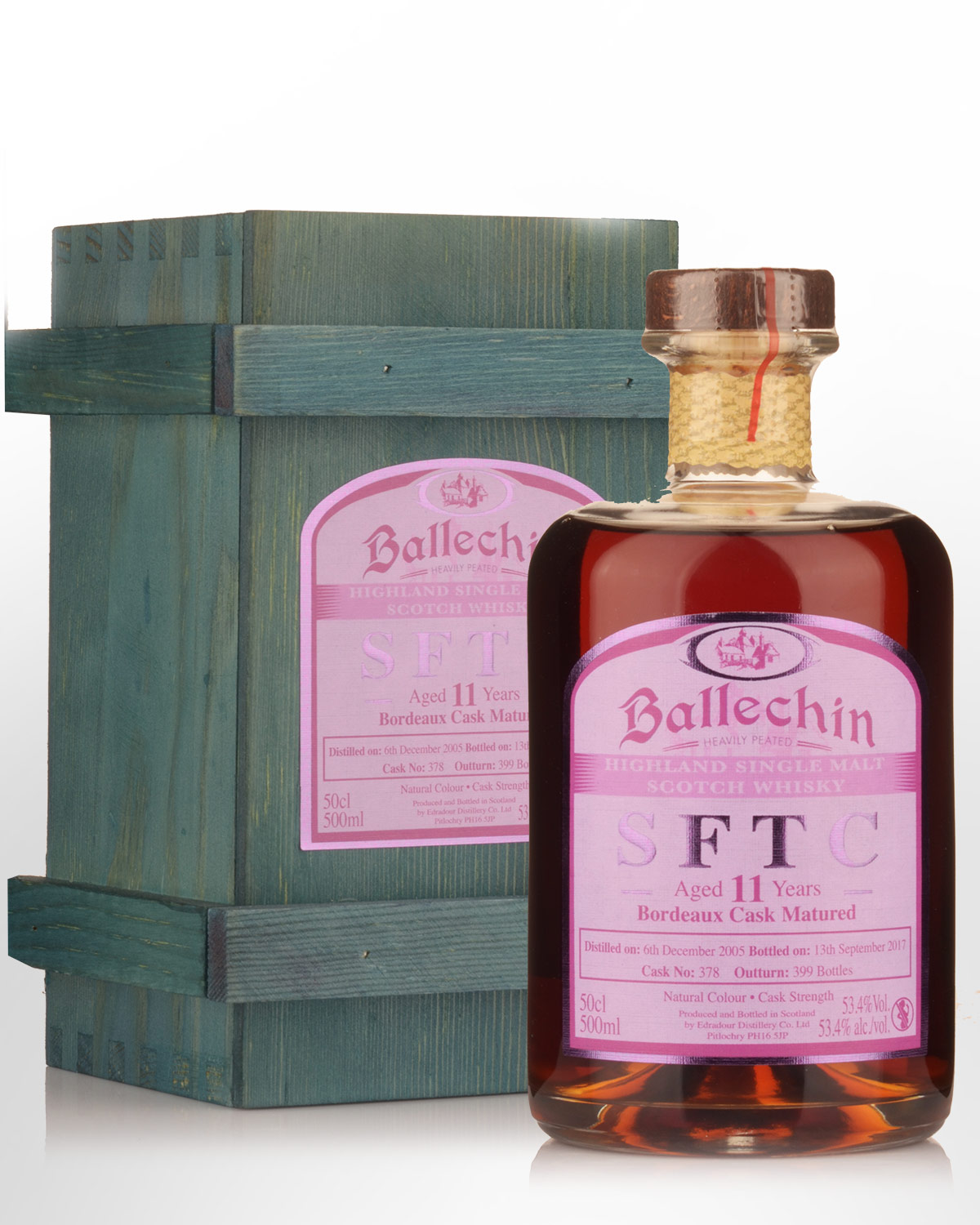 2005 Edradour Ballechin Straight from the Cask 11 Year Old Bordeaux Cask #378 Cask Strength Single Malt Scotch Whisky (500ml)