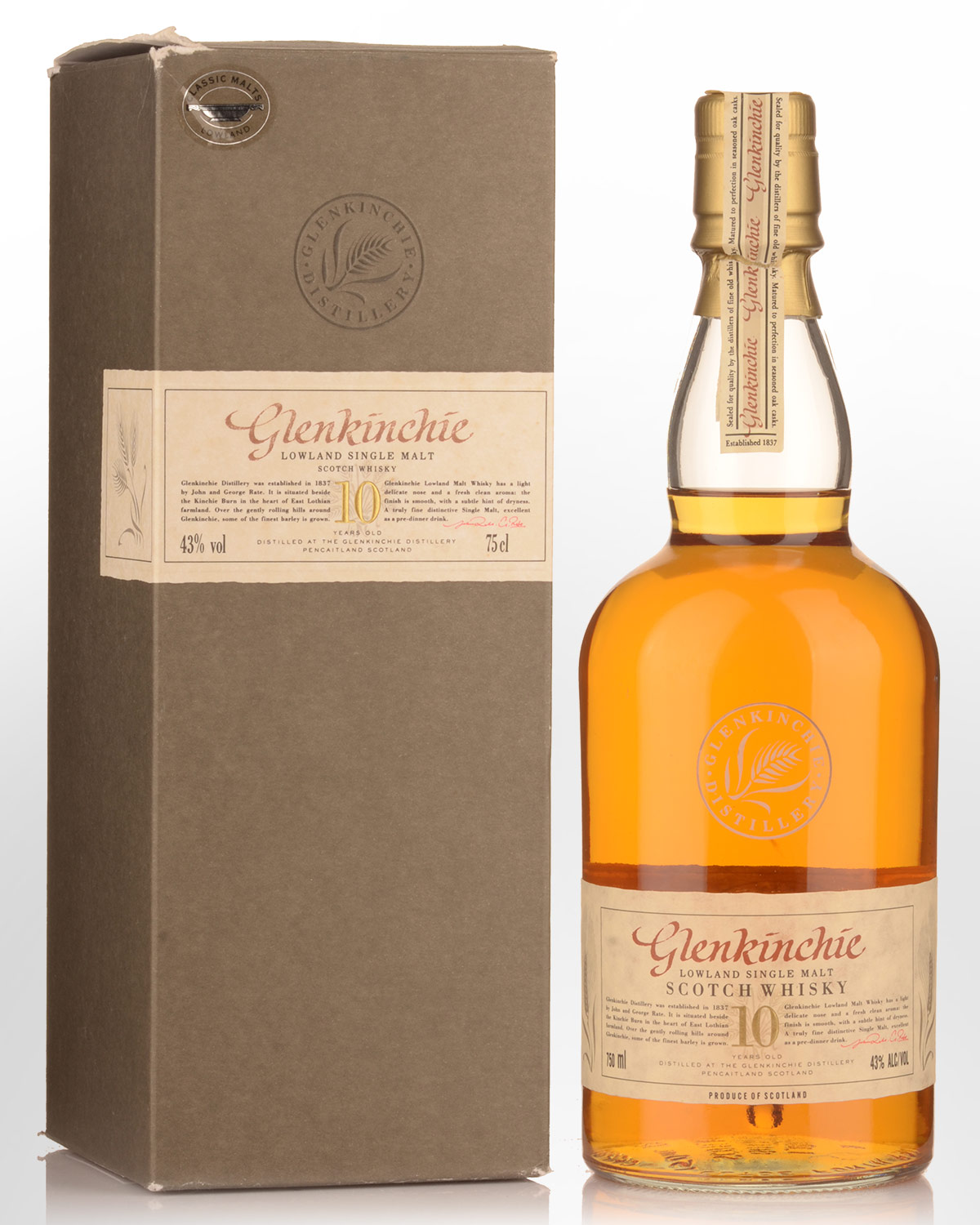 Glenkinchie 10 Year Old Single Malt Scotch Whisky (750ml) - 1980s Bottling