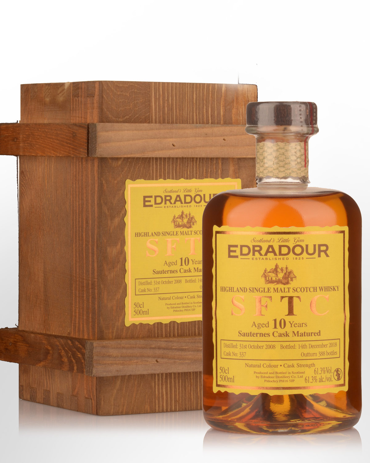 2008 Edradour Straight from the Cask 10 Year Old Sauternes Cask #337 Cask Strength Single Malt Scotch Whisky (500ml)