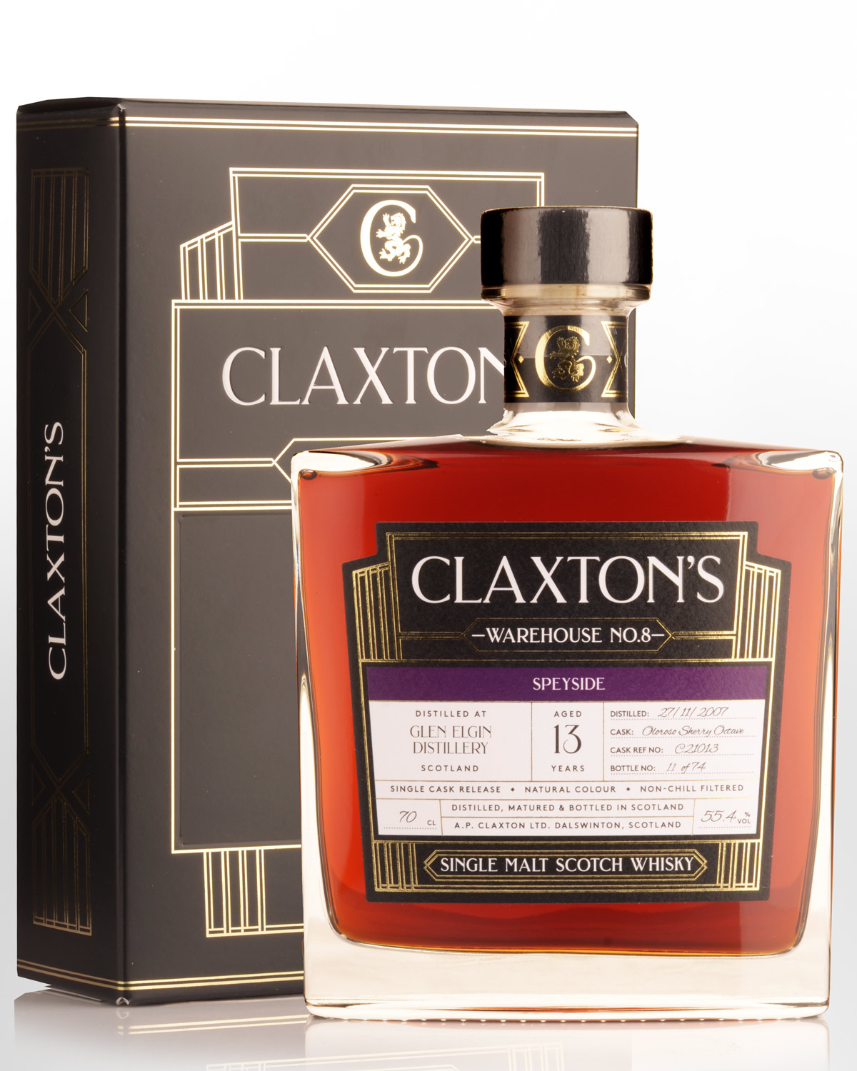 2007 Claxton's Warehouse No.8 Glen Elgin 13 Year Old Cask Strength Single Malt Scotch Whisky (700ml)
